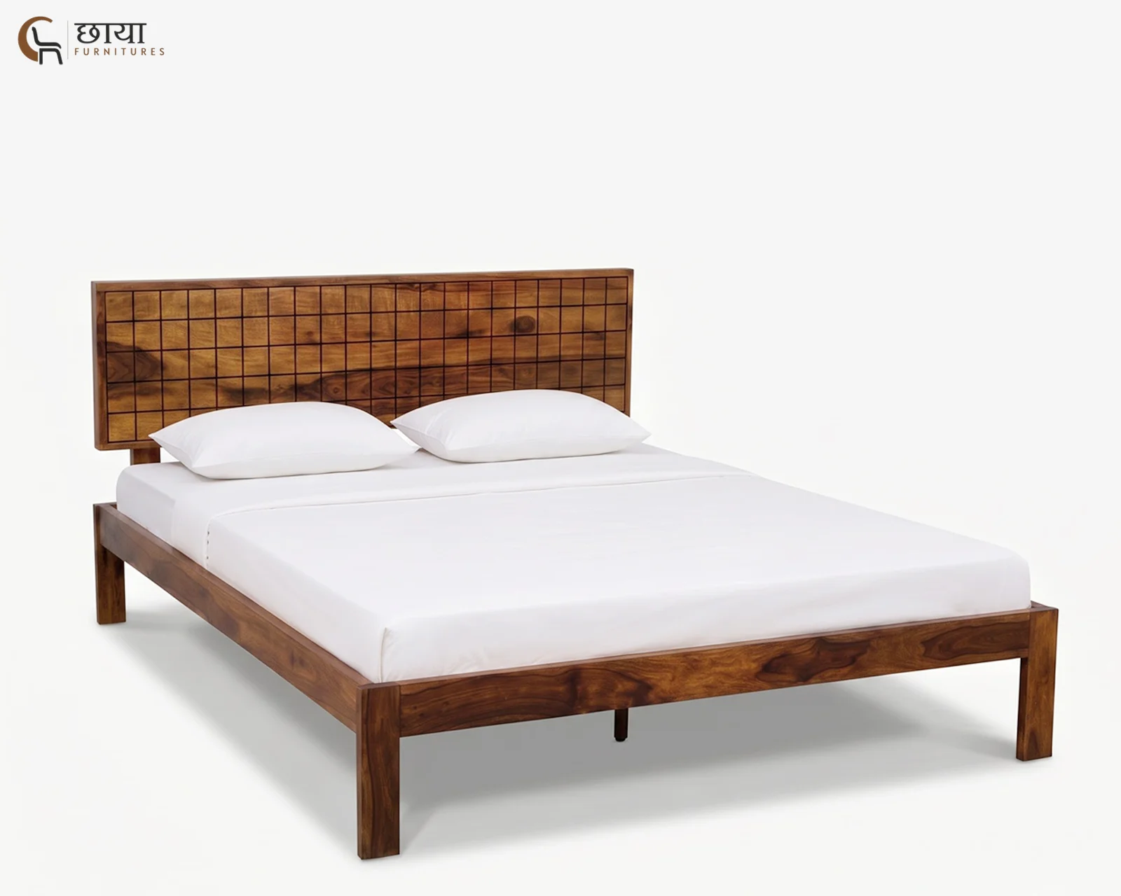 Denver Sheesham Wood Bed Without Storage (King Size, Honey Finish) — 3