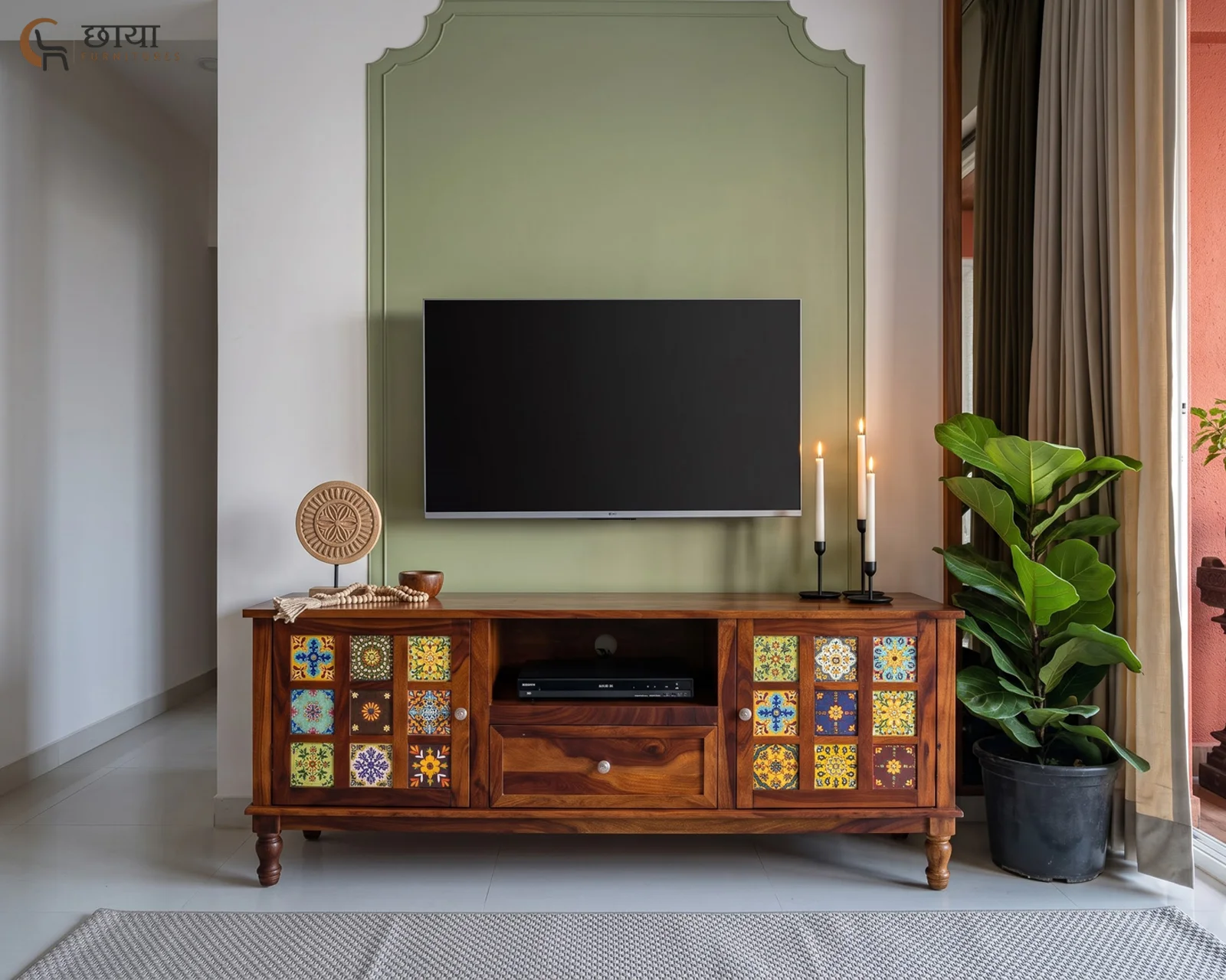 Alvara TV Unit (Honey Finish) — 21