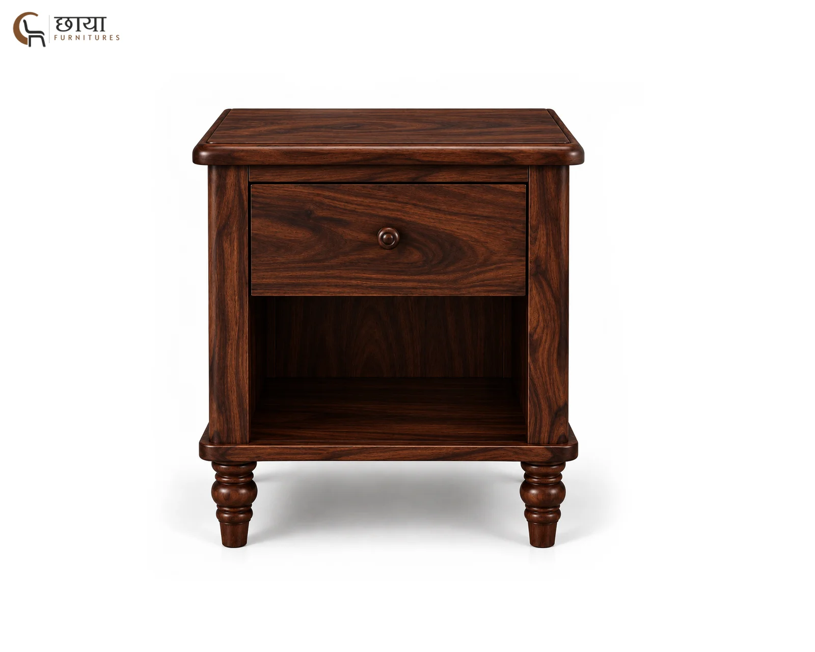 Rajveer Bedside Table (Walnut Finish) — 1
