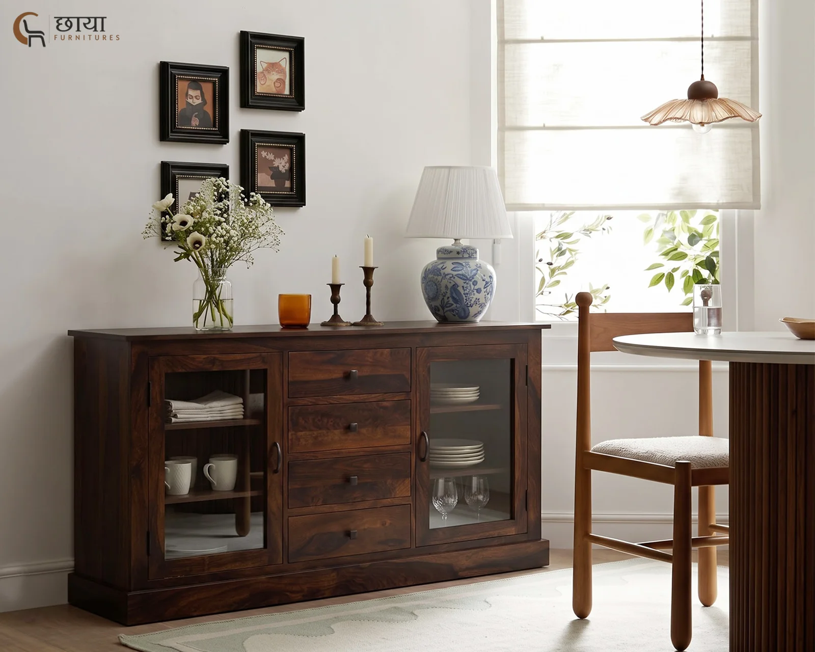 Logan Sheesham Wood Sideboard (Walnut Finish) — 17