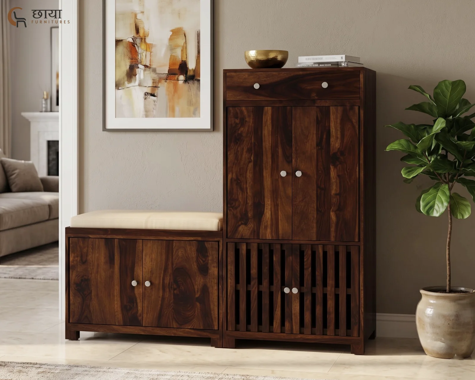 Saanvi Shoe Rack (Walnut Finish) — front (1)