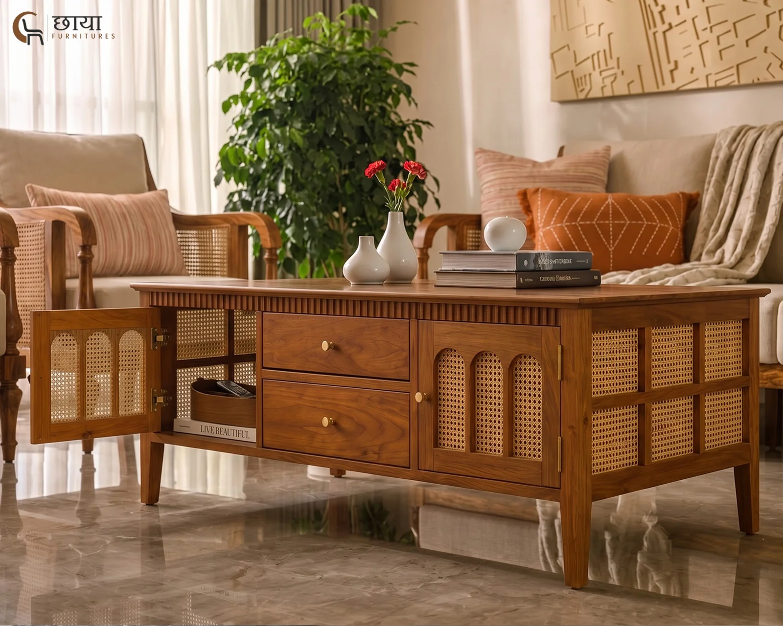 Neer Coffee Table (Honey Finish) — 11