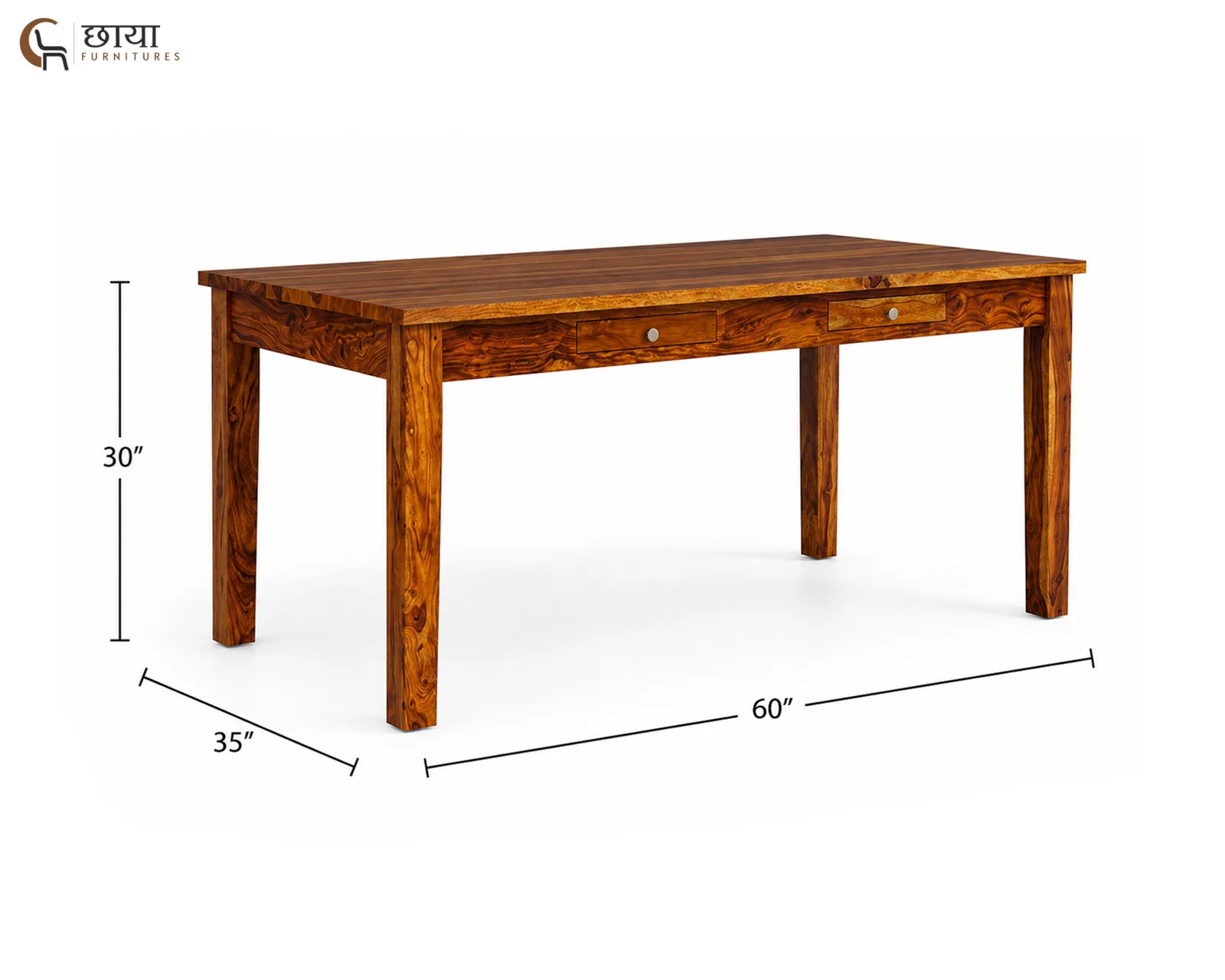 Riwaaz 6 Seater Dining Table (Honey Finish) — 31