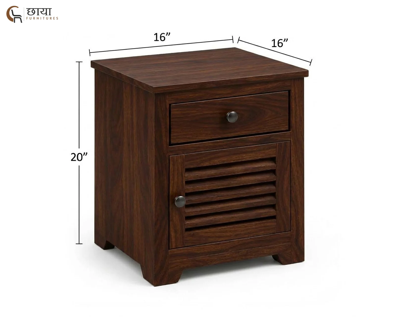 Riyasat Bedside Table (Walnut Finish) — dim 2