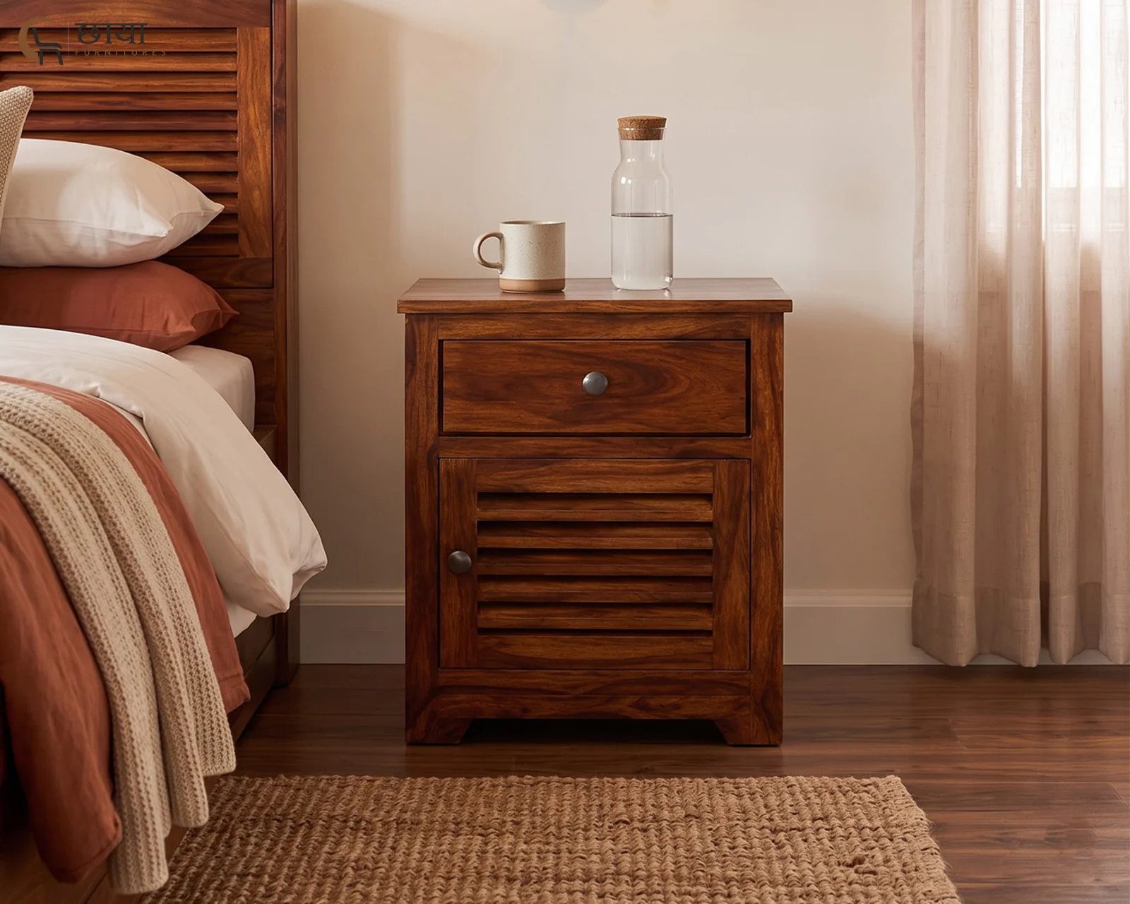 Riyasat Bedside Table (Honey Finish) — 10