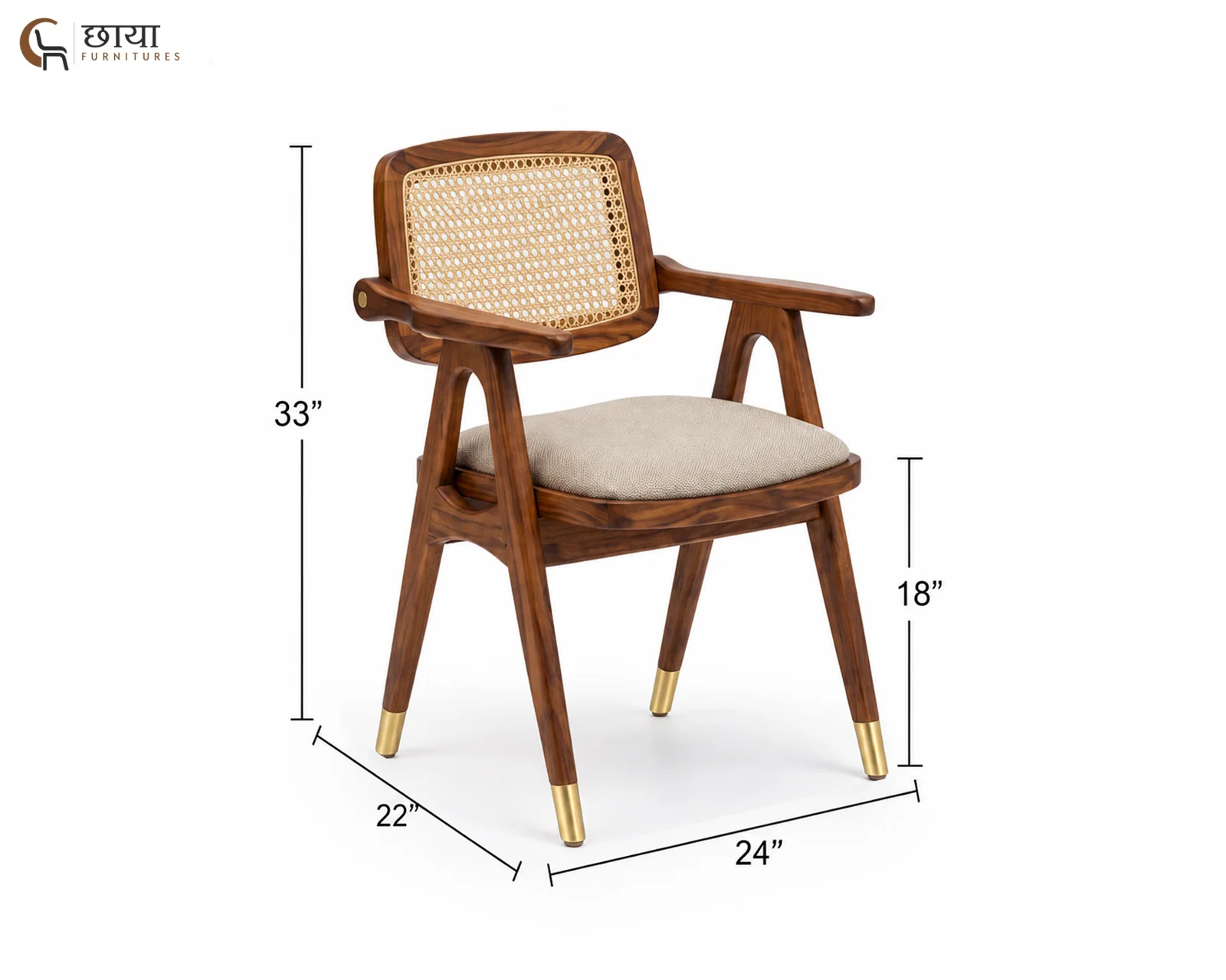 Rasoi 6 Seater Dining Set (Honey Finish) — dim chair 1