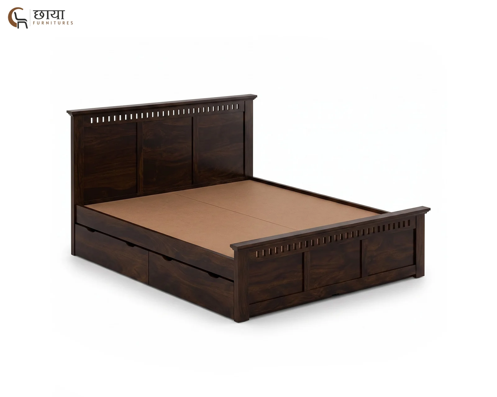 Manasa Sheesham Wood Bed With Drawer Storage (King Size, Walnut Finish) — 5