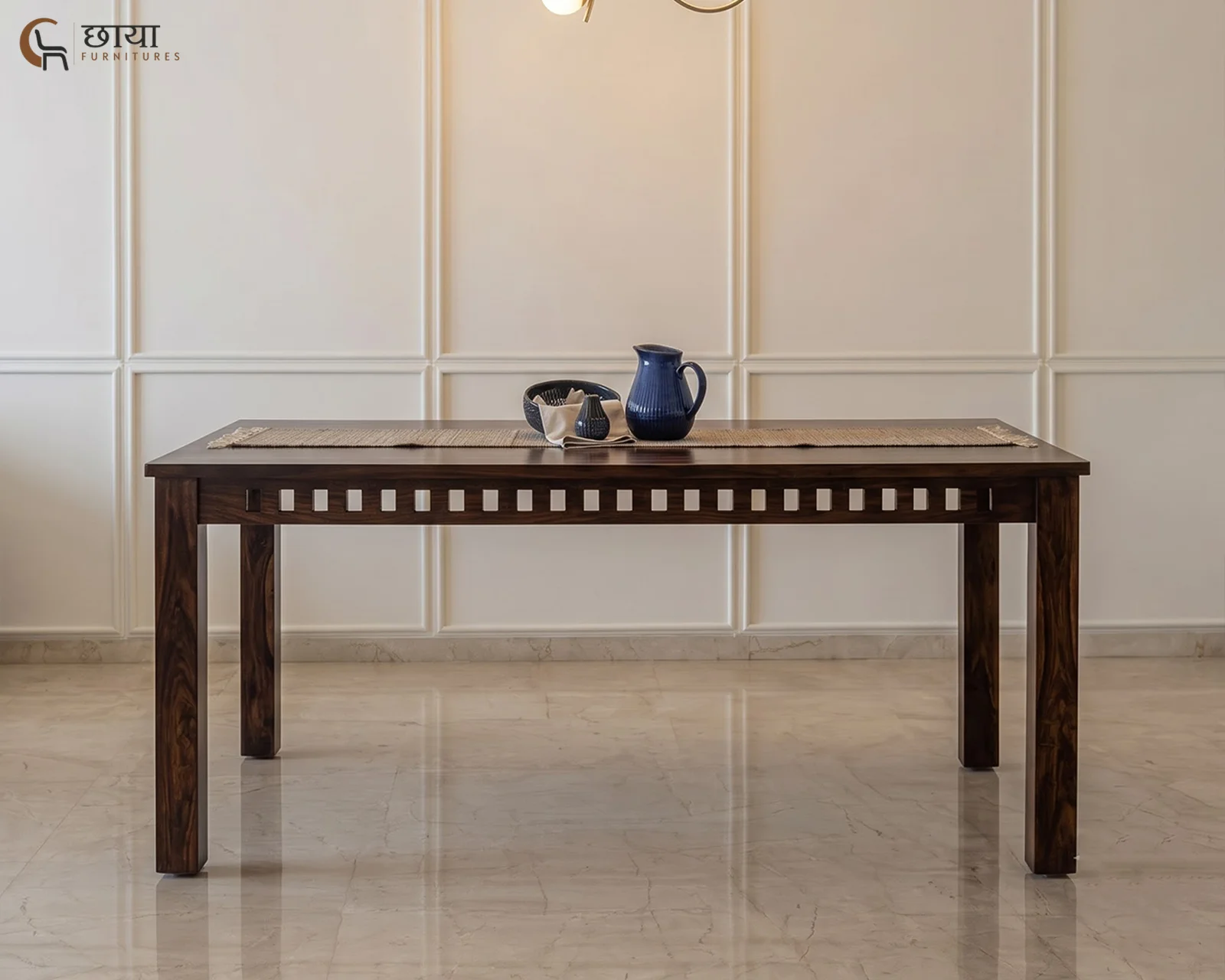 Haven 6 Seater Dining Table (Walnut Finish) — 2