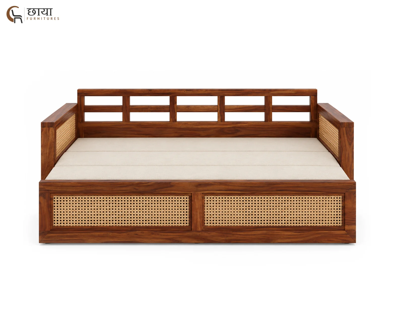 Marshal Wooden Sofa Cum Bed (King Size, Honey Finish) — 6