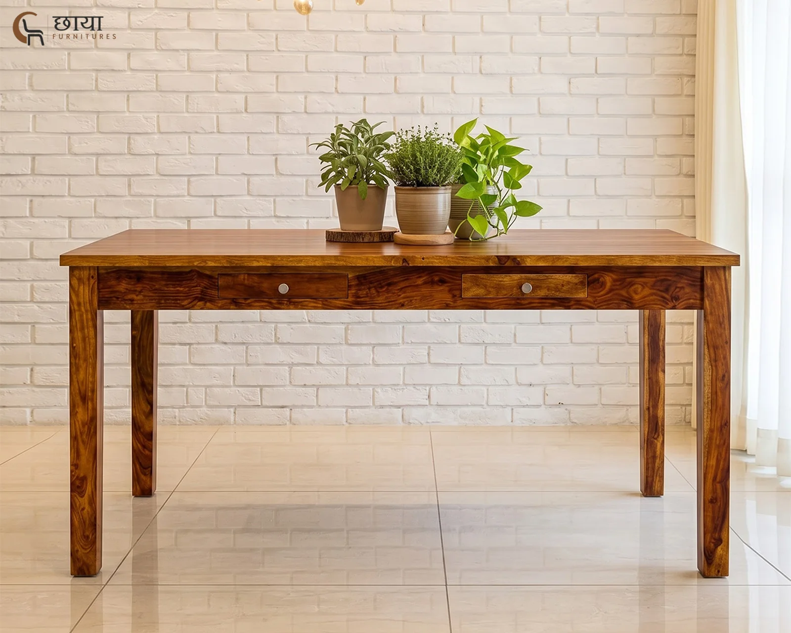 Riwaaz 6 Seater Dining Table (Honey Finish) — 202