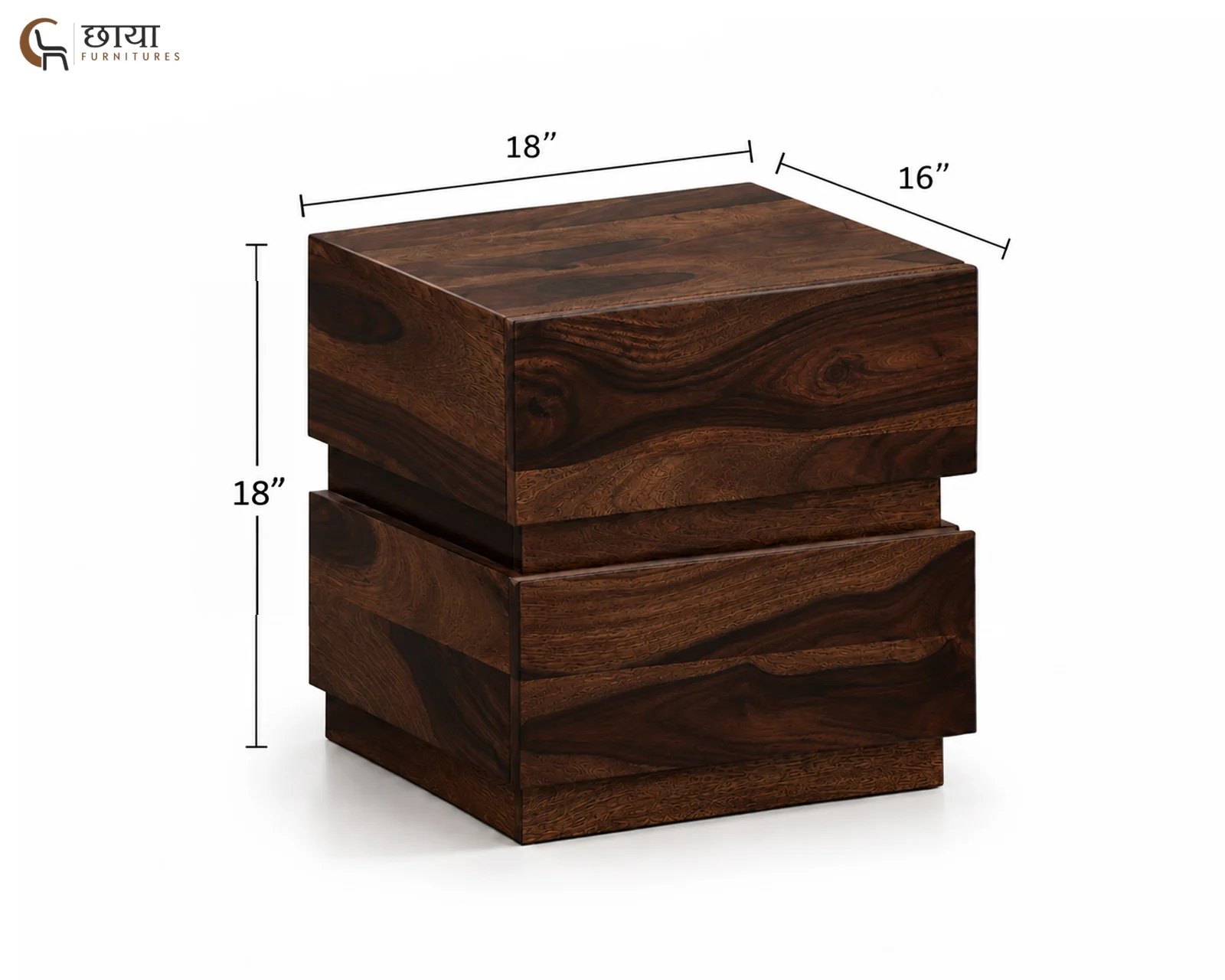 Orian Bedside Table (Walnut Finish) — dim 1