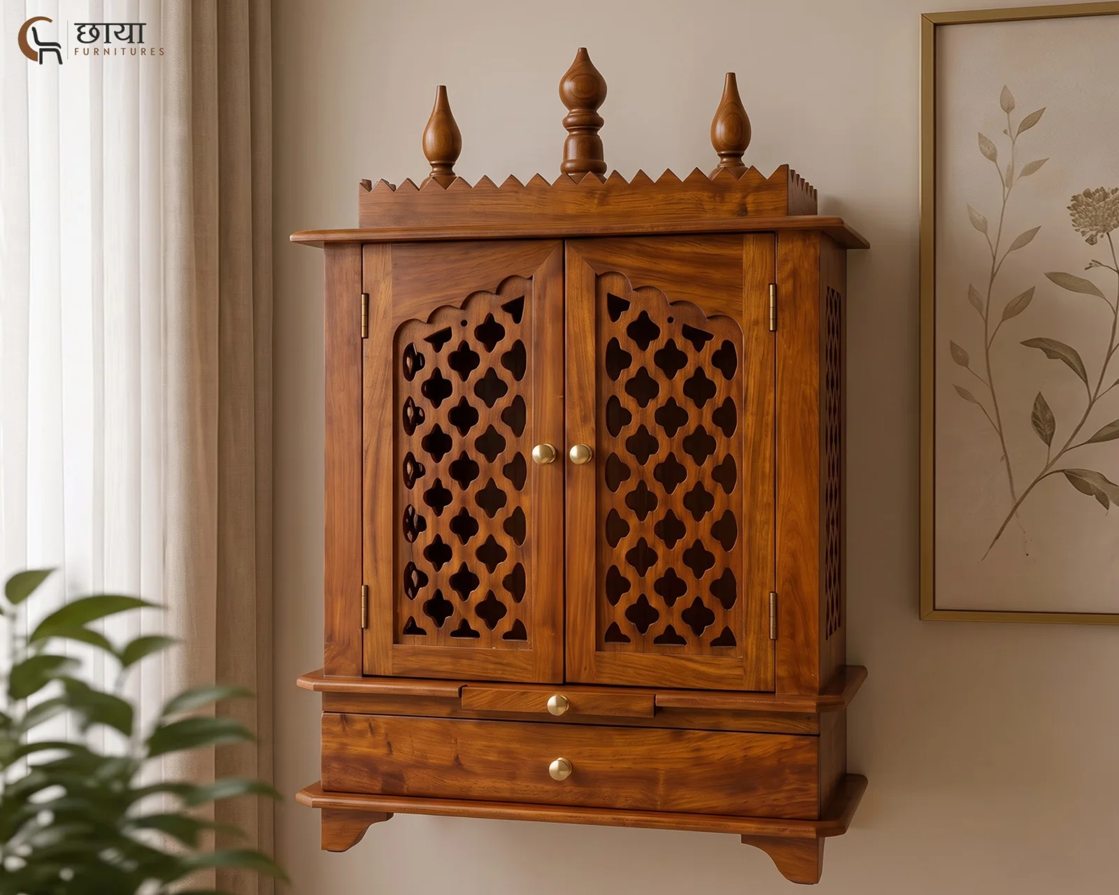 Veda Home Temple (Honey Finish) — front 1