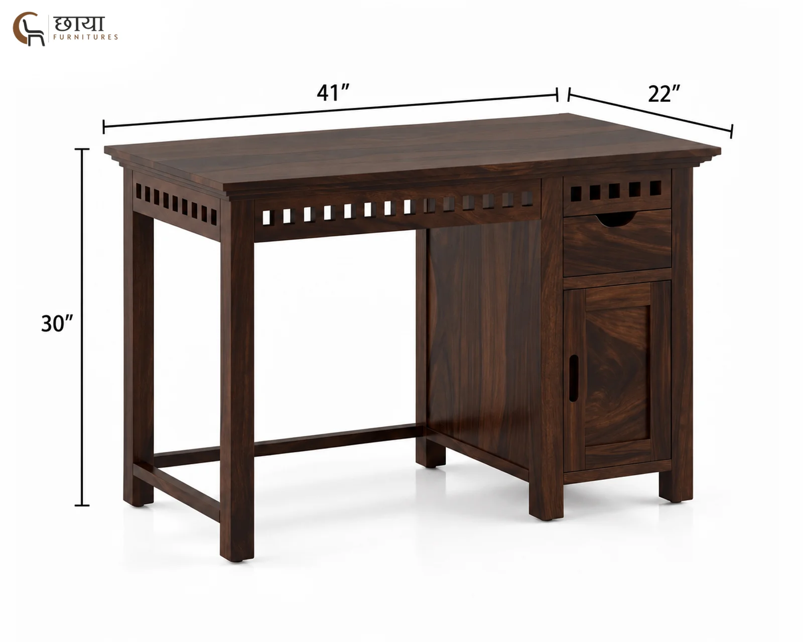 Haven Study Table (Walnut Finish) — dim 2
