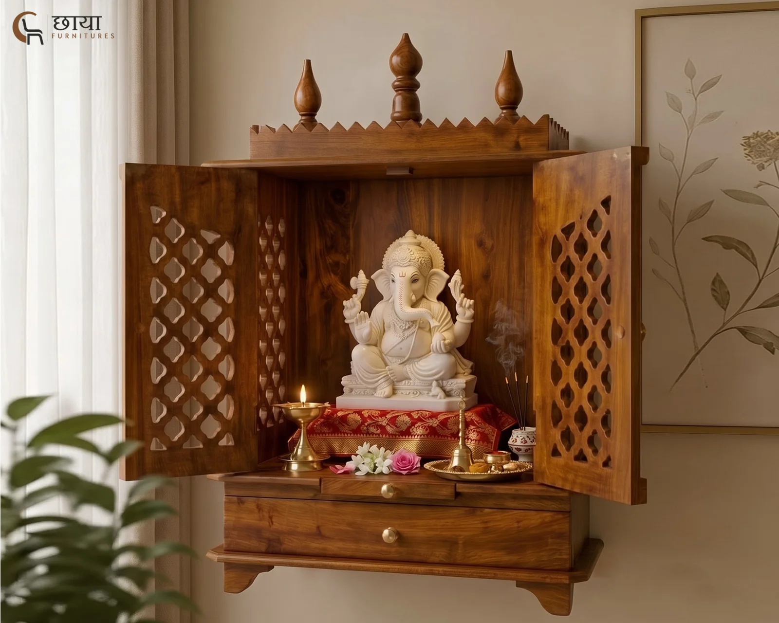 Veda Home Temple (Honey Finish) — front 2