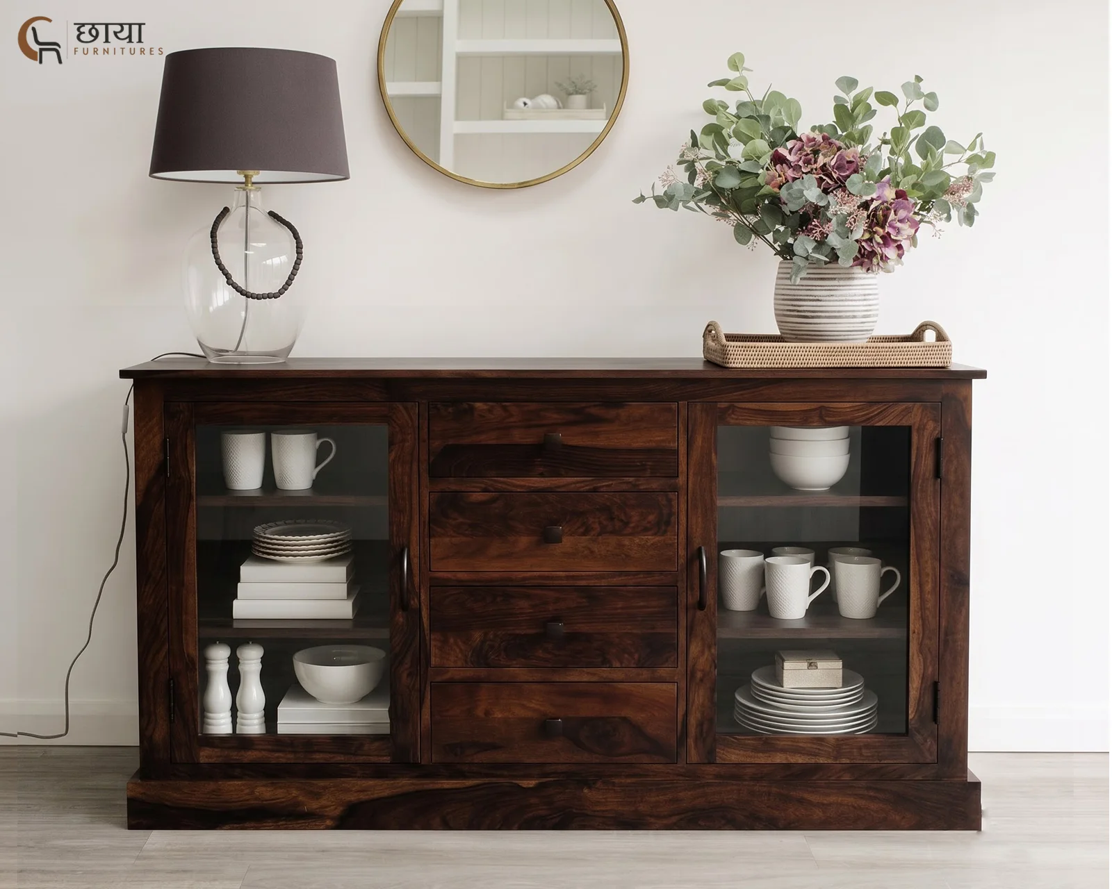 Logan Sheesham Wood Sideboard (Walnut Finish) — 9