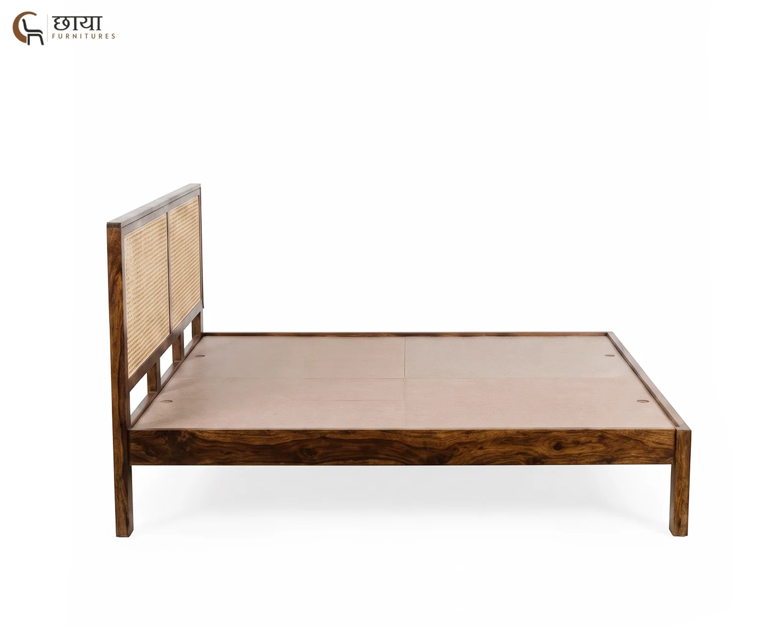 Adam Sheesham Wood Bed Without Storage (Queen Size, Honey Finish) — 7