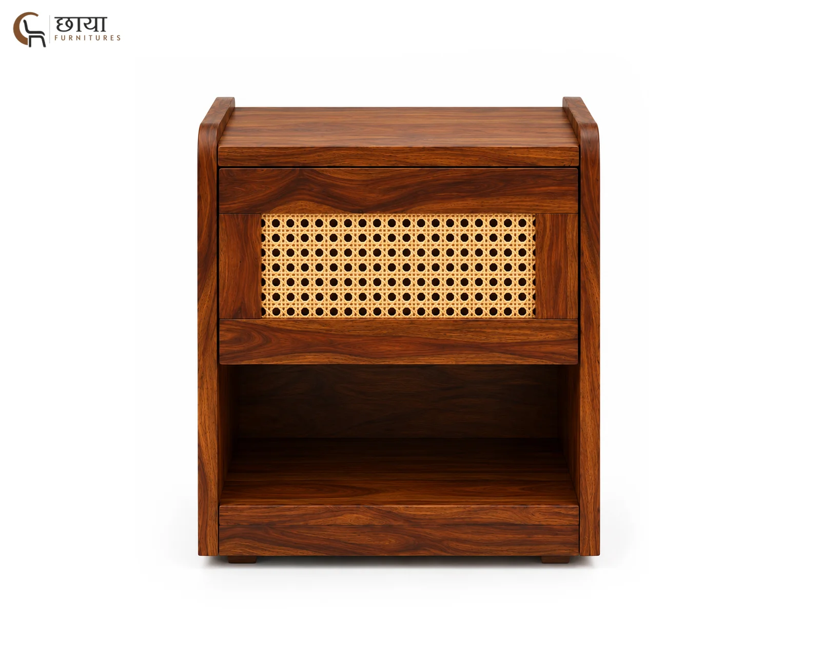 Nivas Bedside Table (Honey Finish) — 1