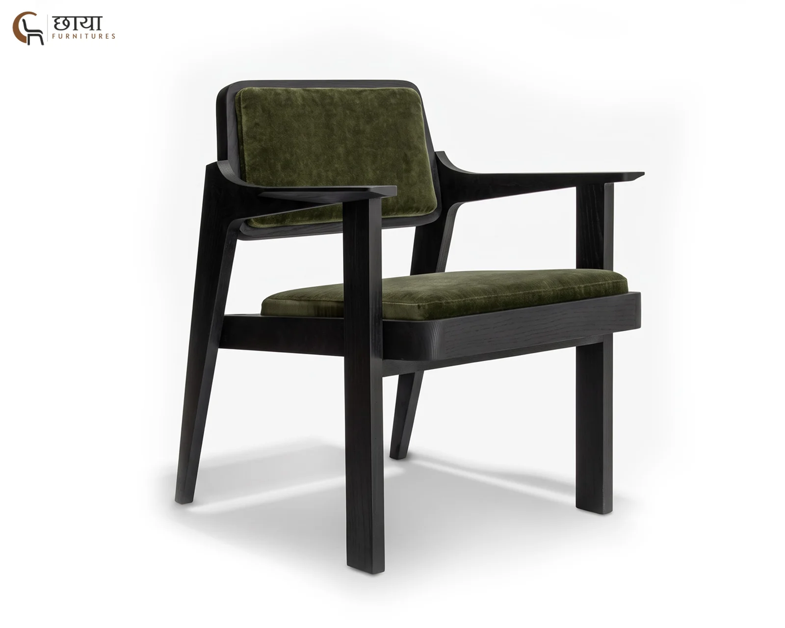 Saul Arm Chair (Black Finish, Green Velvet) — 6