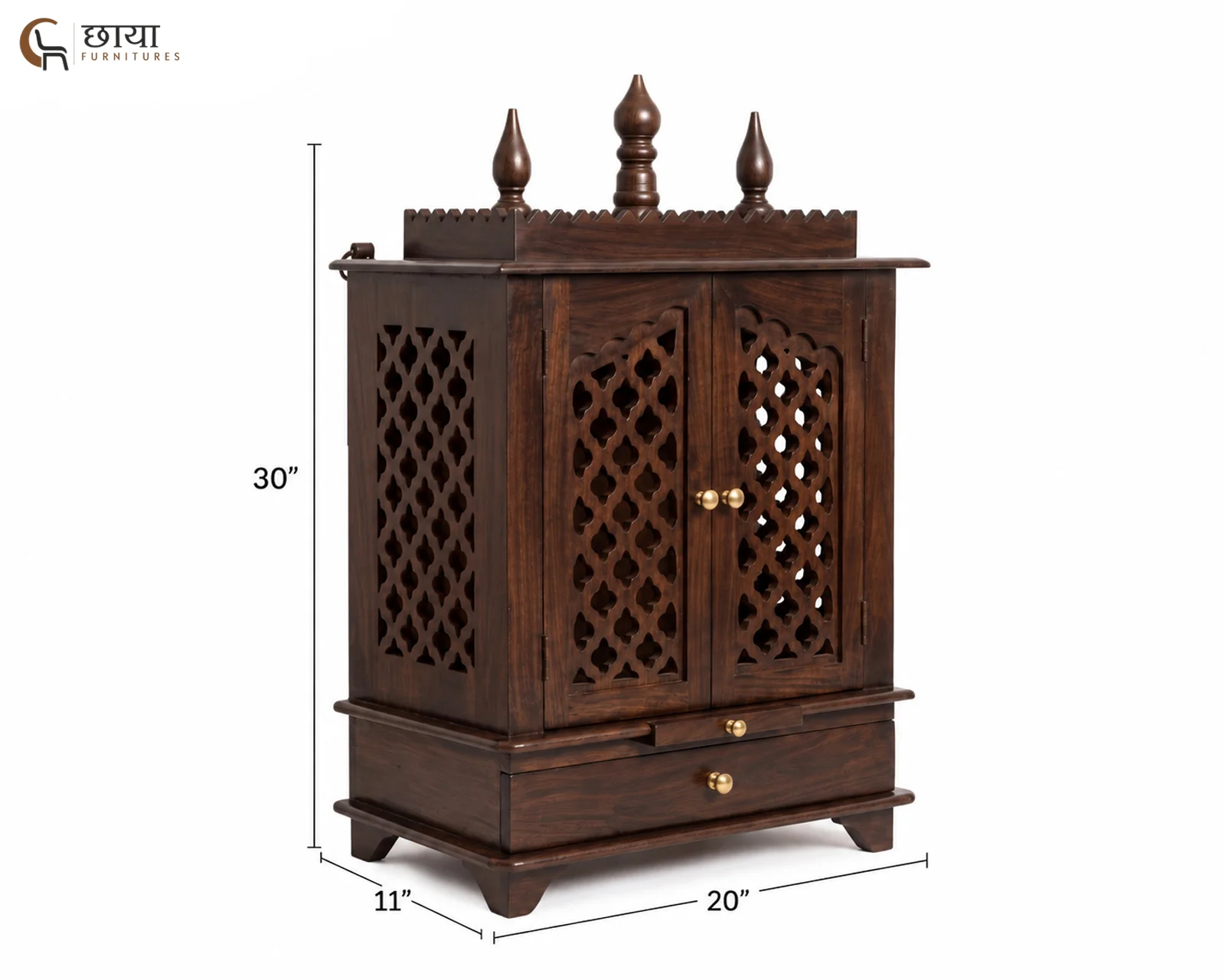 Veda Home Temple (Walnut Finish) — dim 2