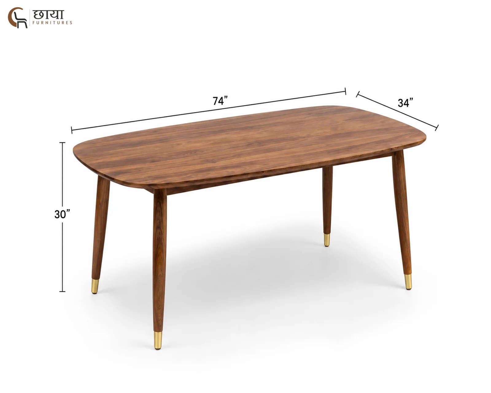 Rasoi 6 Seater Dining Table (Honey Finish) — dim table