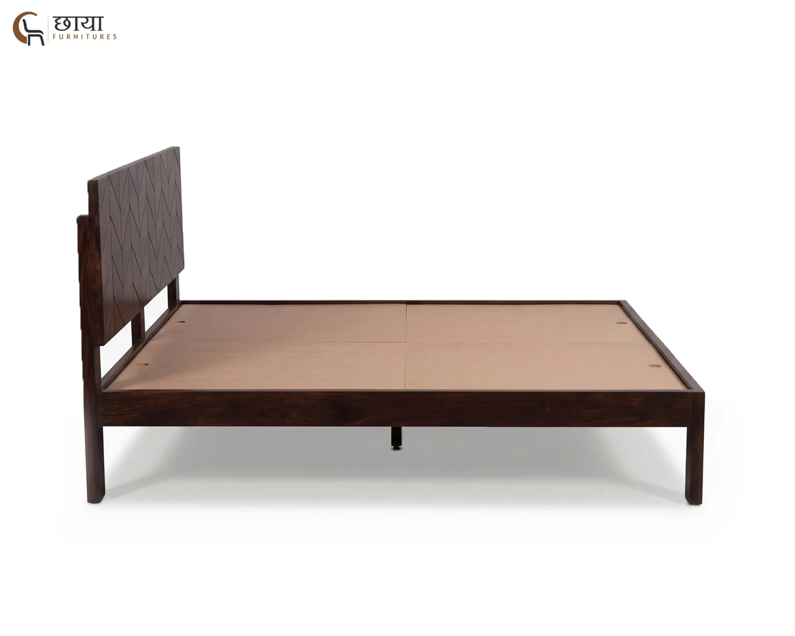 Frey Sheesham Wood Bed Without Storage (King Size, Walnut Finish) — 10