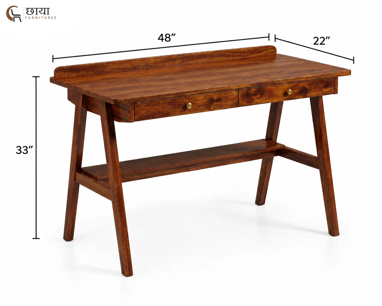 Mira Study Table (Teak Finish) — dim 8