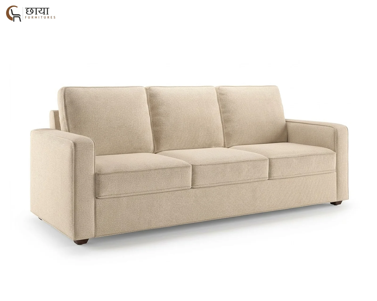 Cairo 3 Seater Fabric Sofa (Cream) — 1