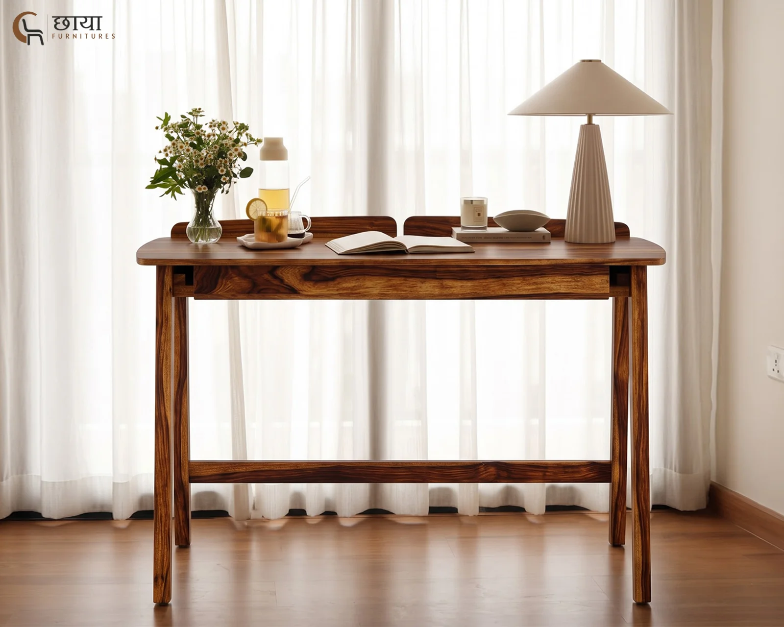 Rovan Study Table (Teak Finish) — 7