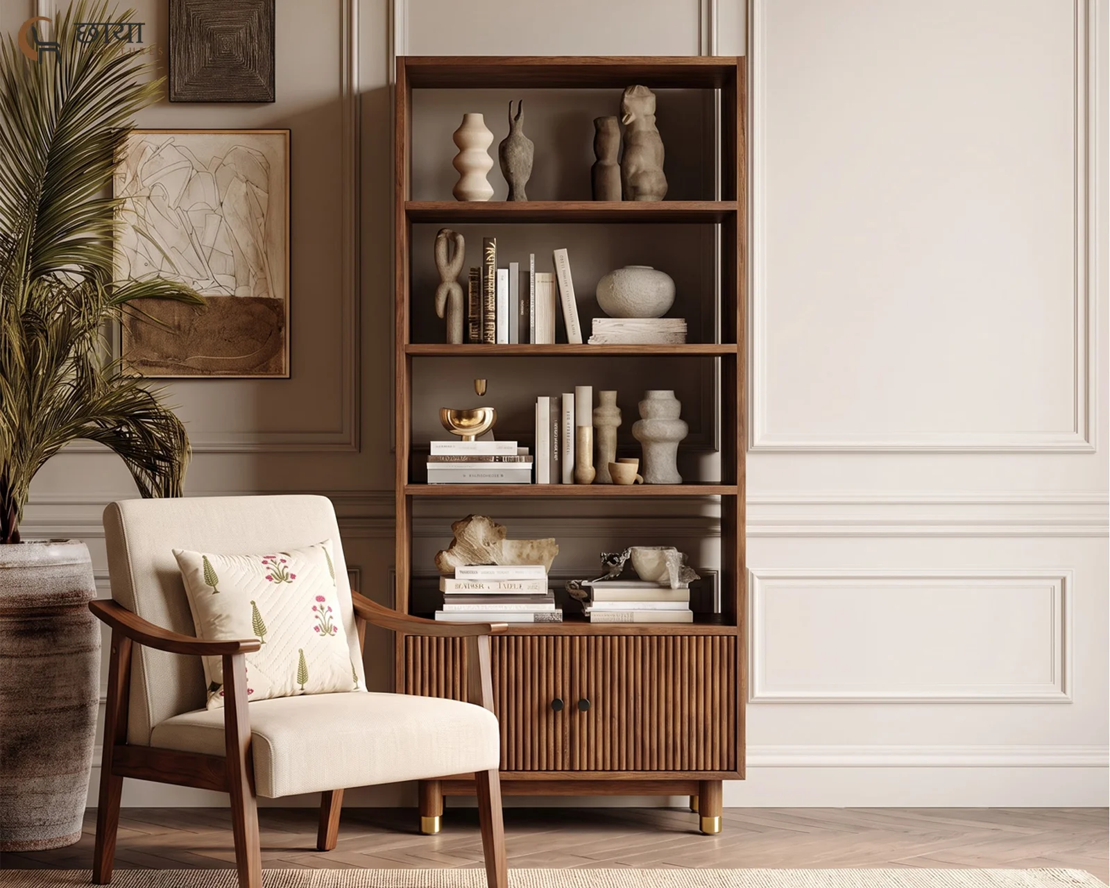 Nemili Book Shelf (Mango Wood, Teak Finish) — 6