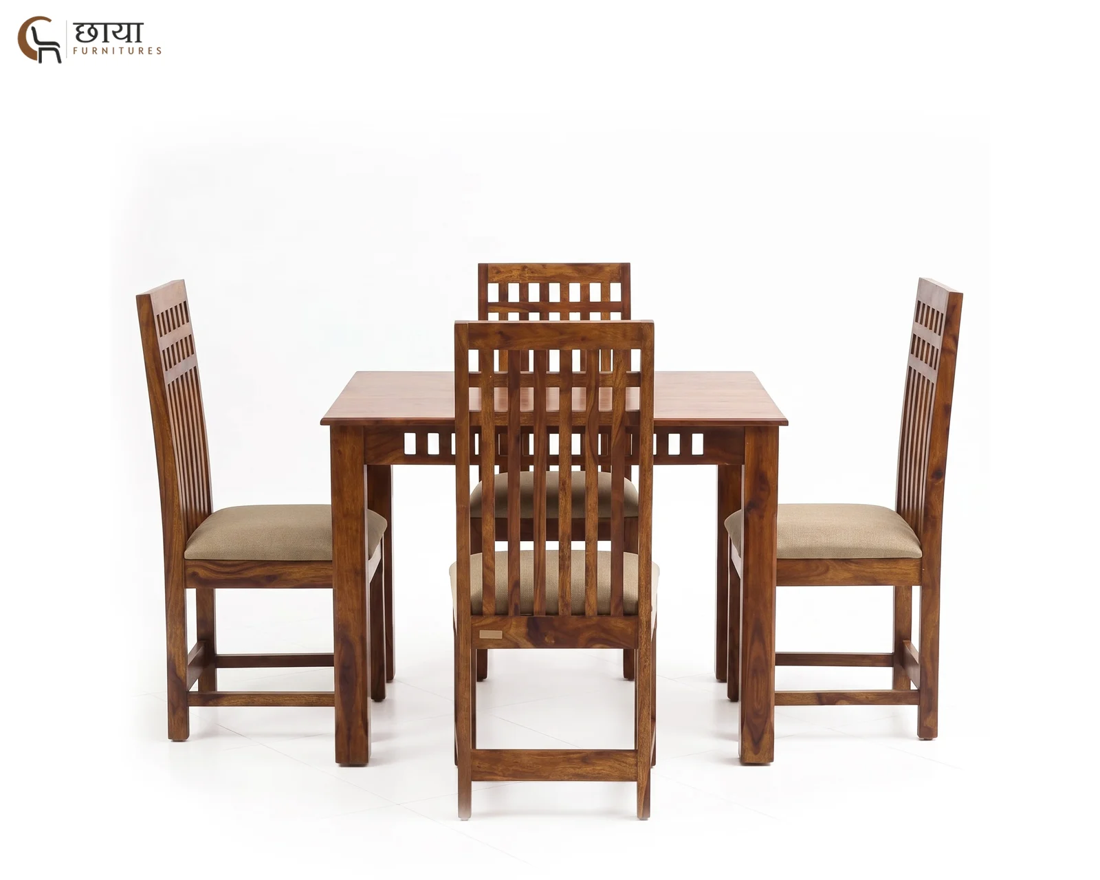 Haven 4 Seater Dining Table Set (Honey Finish) — 7