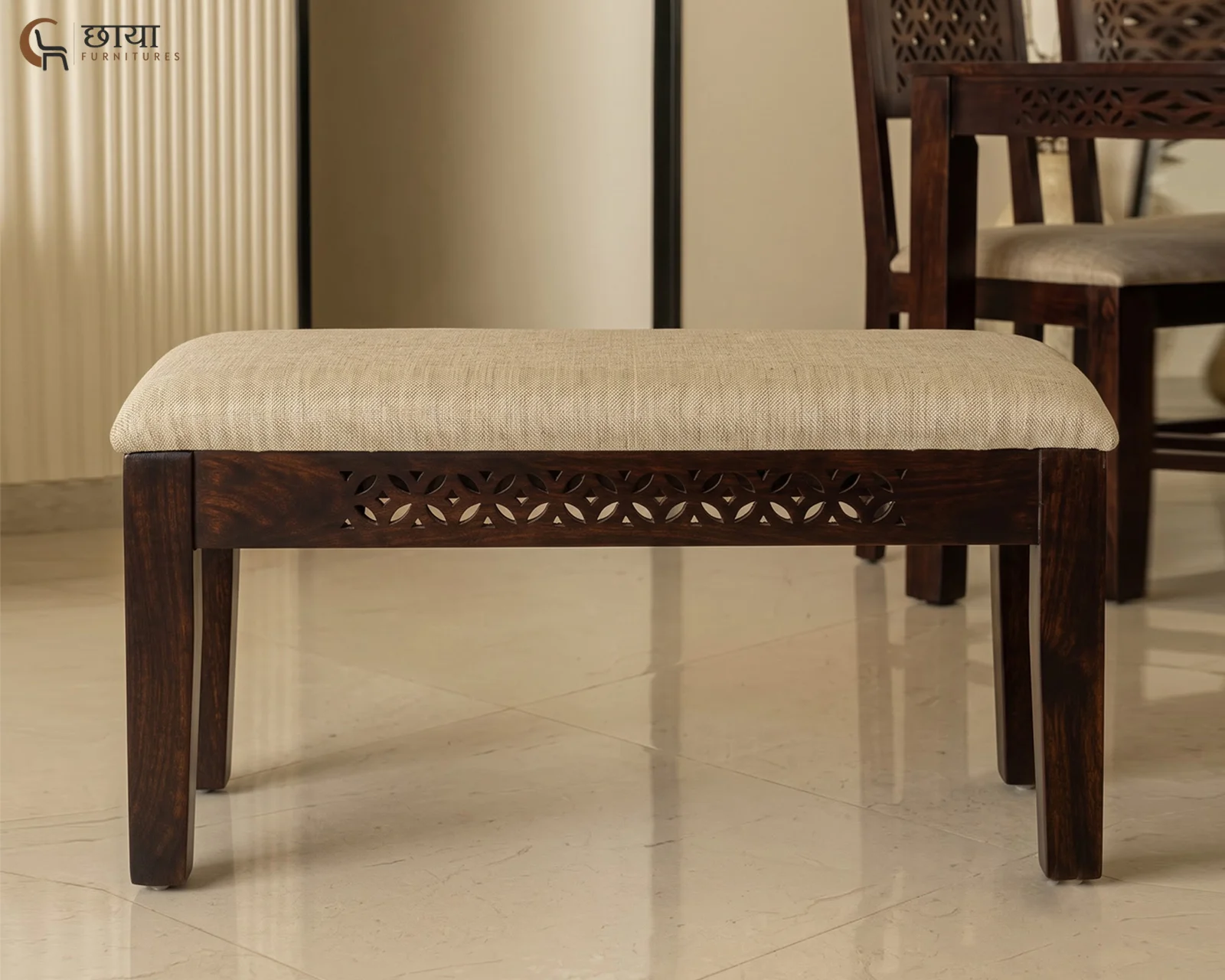 Luxe Dining Bench (Walnut Finish) — 16