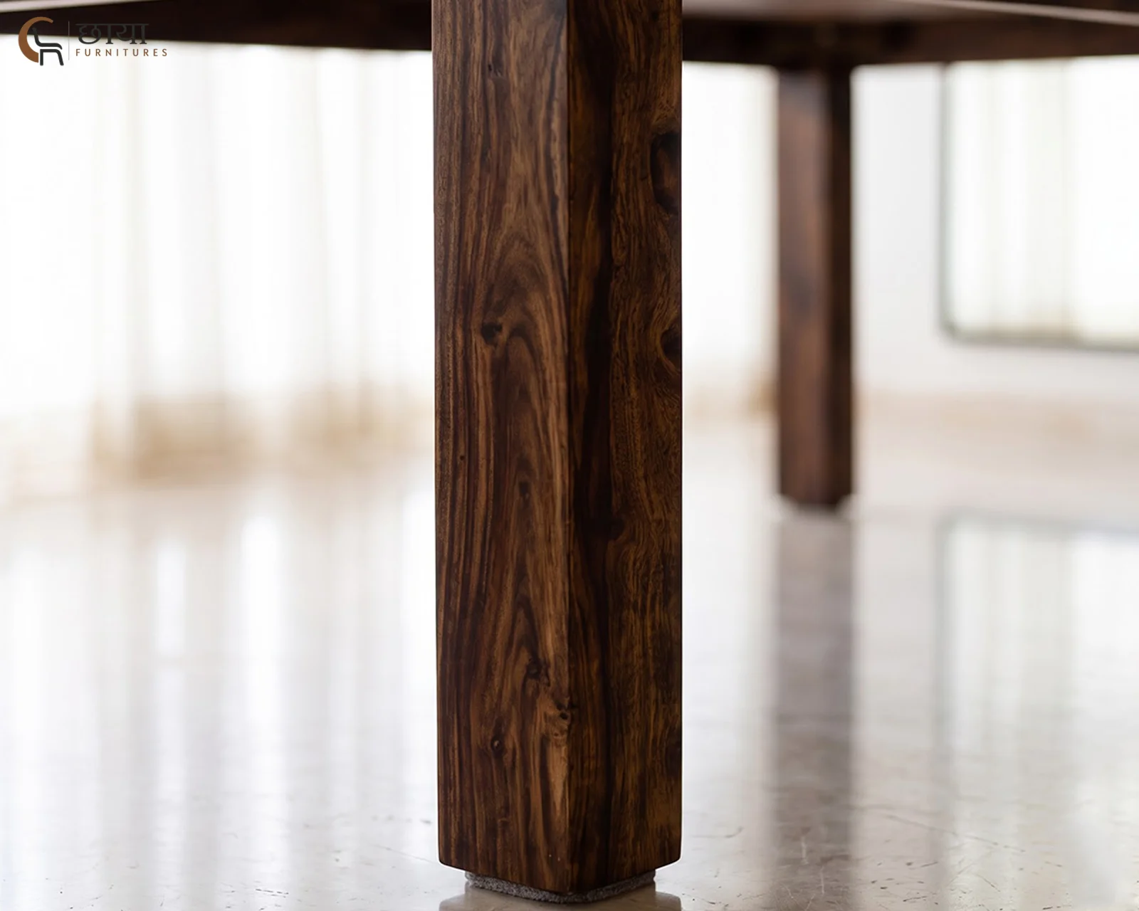 Utsav 6 Seater Dining Table (Walnut Finish) — 3