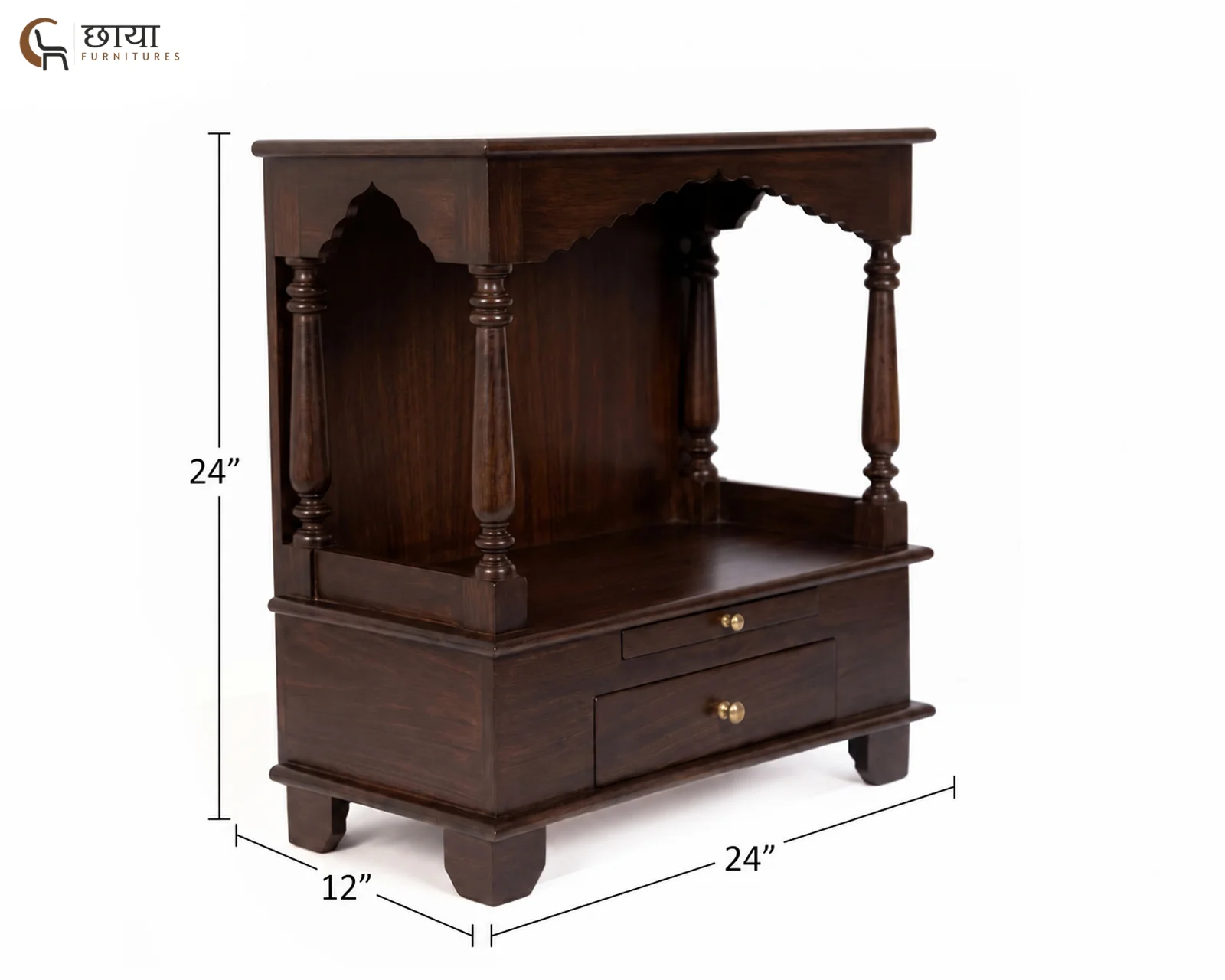 Aradhya Home Temple (Walnut Finish) — dim 3