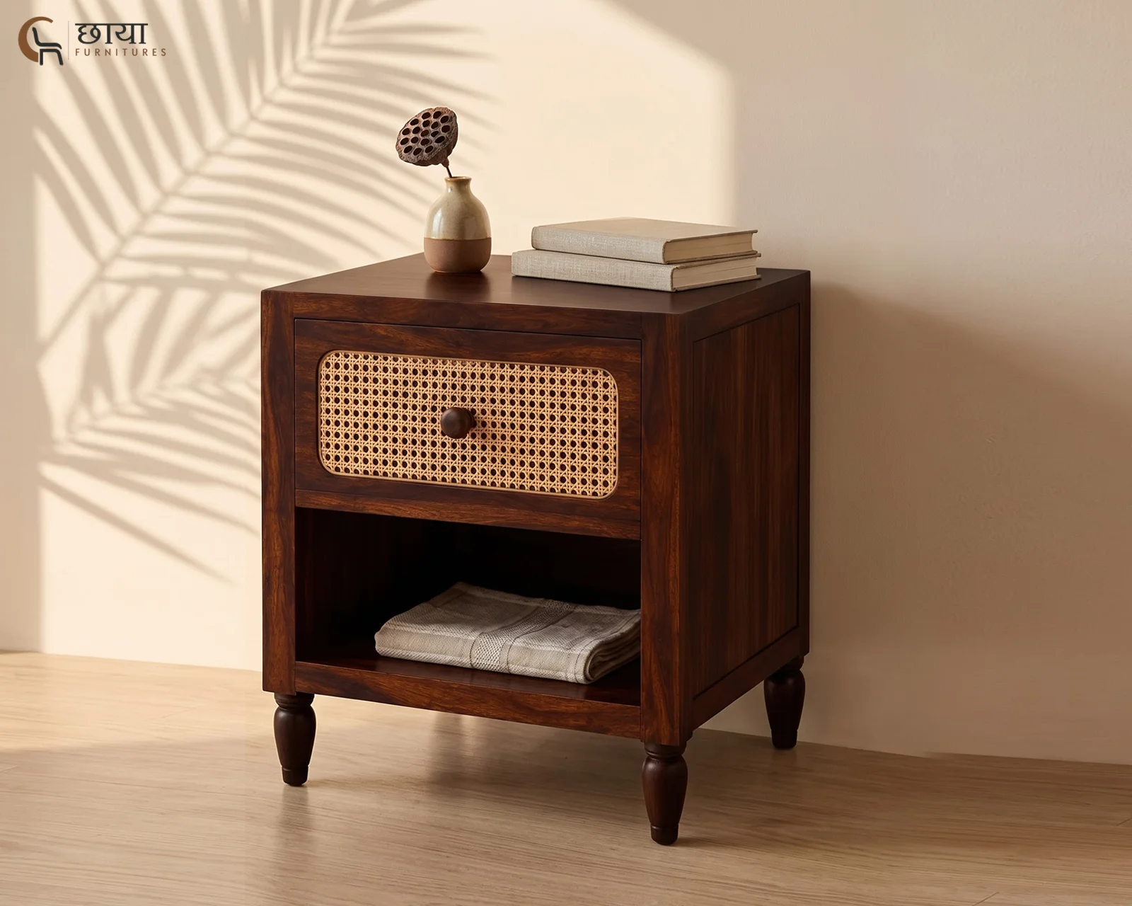 Samrat Bedside Table (Walnut Finish) — 10