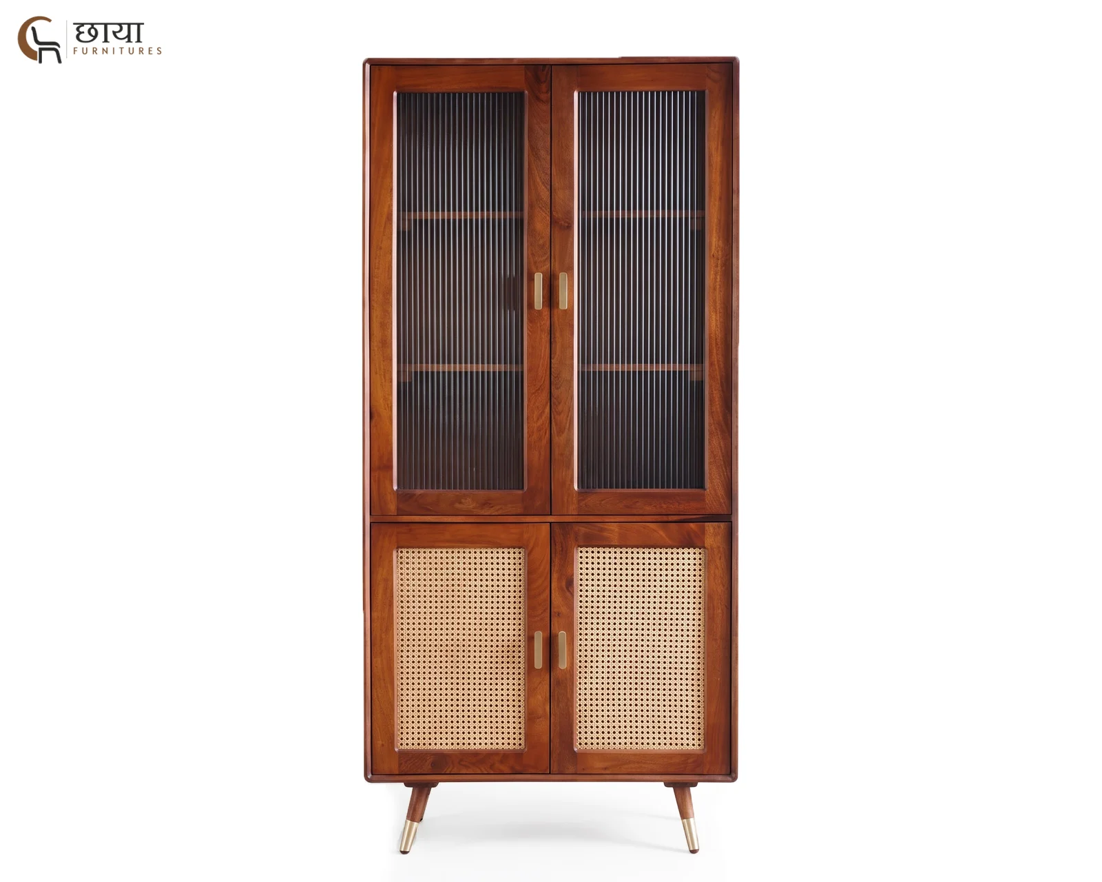 Jerald Sheesham Wood Kitchen Cabinet (Honey Finish) — 3