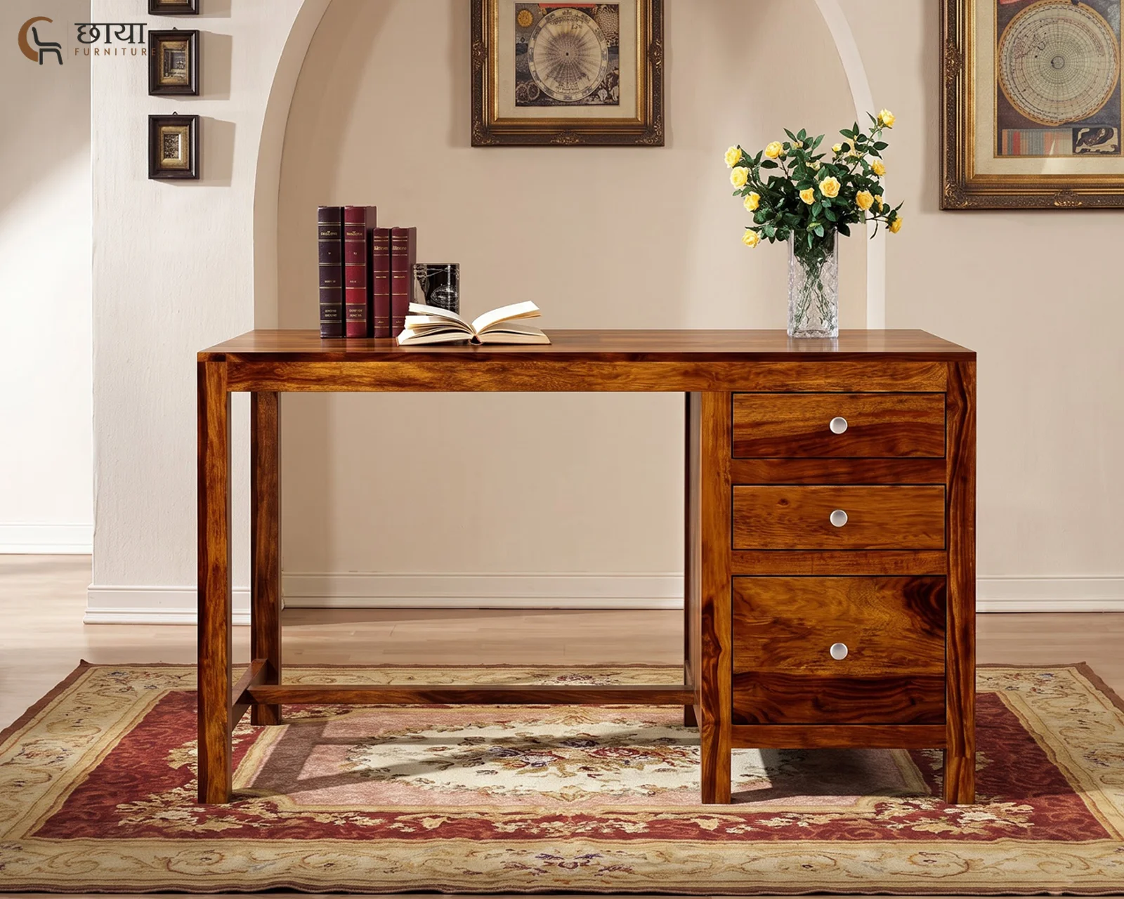 Tuco Study Table (Honey Finish) — 12