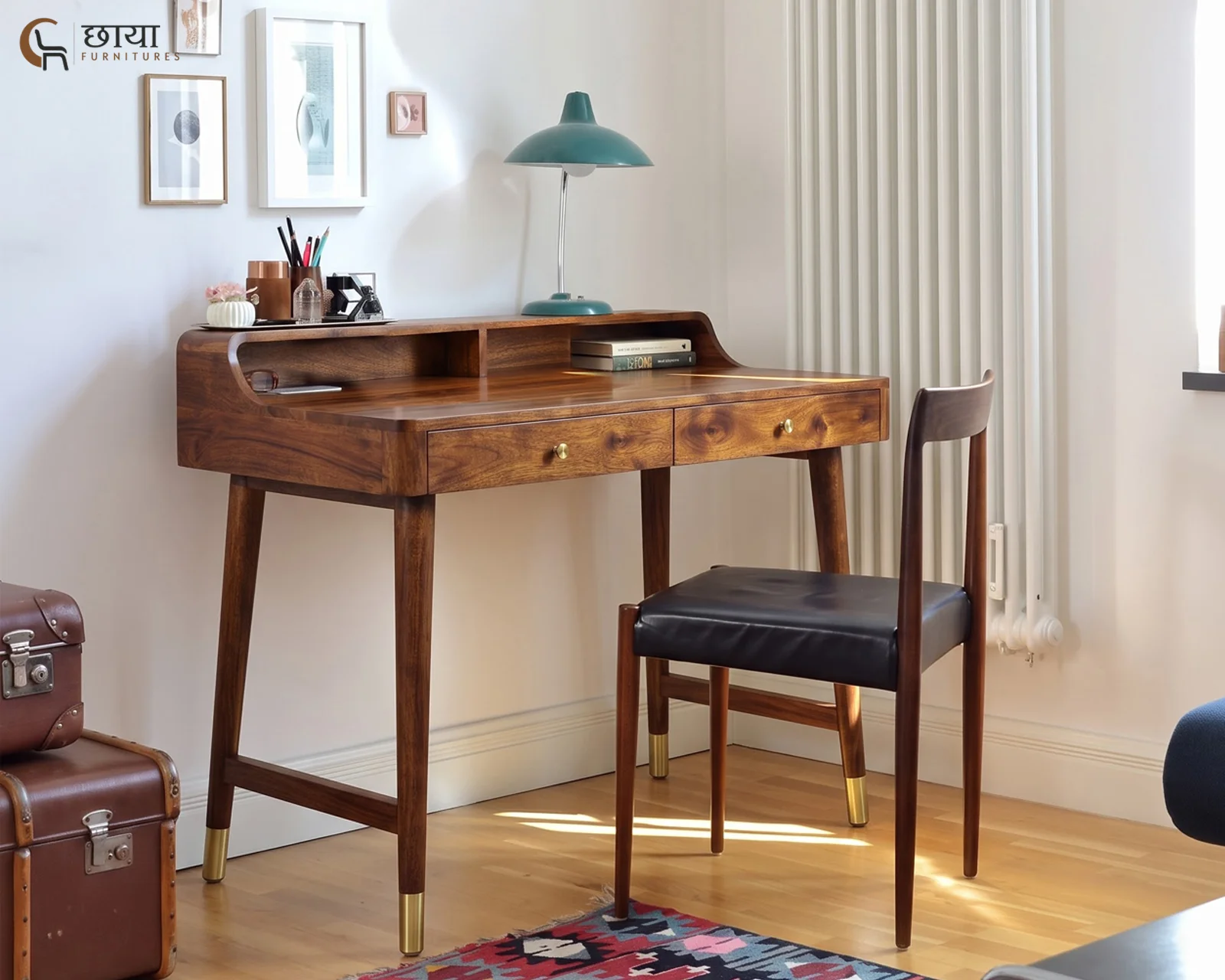 Axel Study Table (Teak Finish) — front