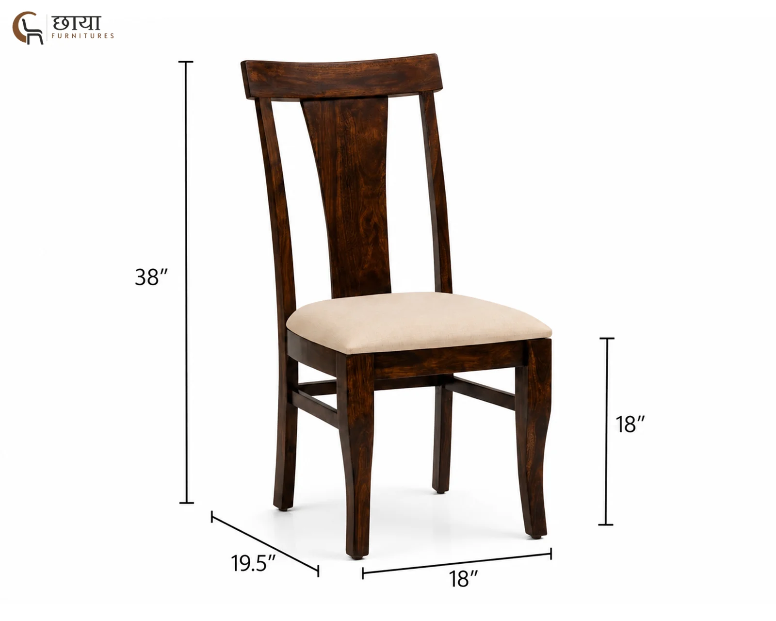 Utsav Dining Chair (Walnut Finish) — dim 4