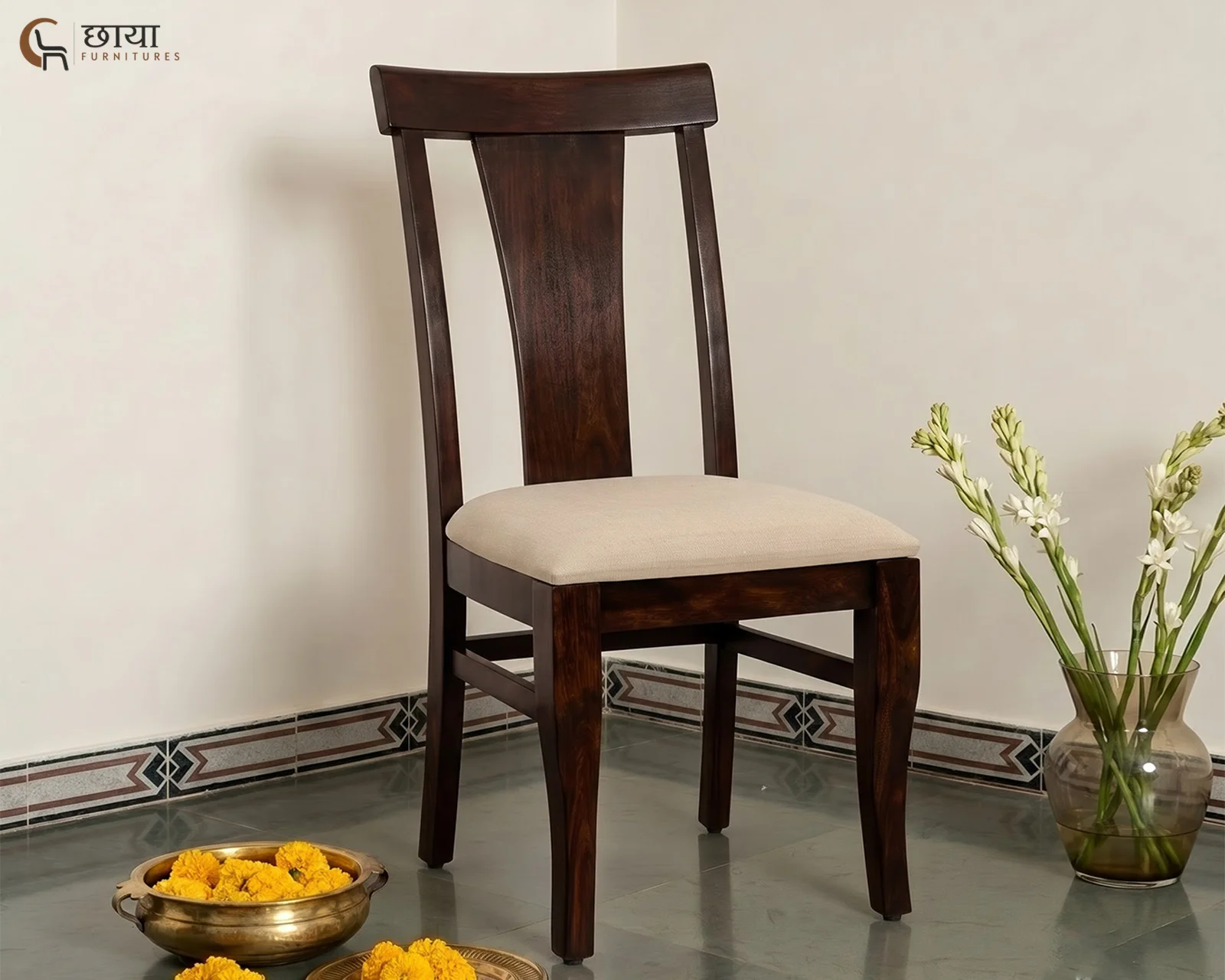 Utsav 6 Seater Dining Table Set (Walnut Finish) — 3