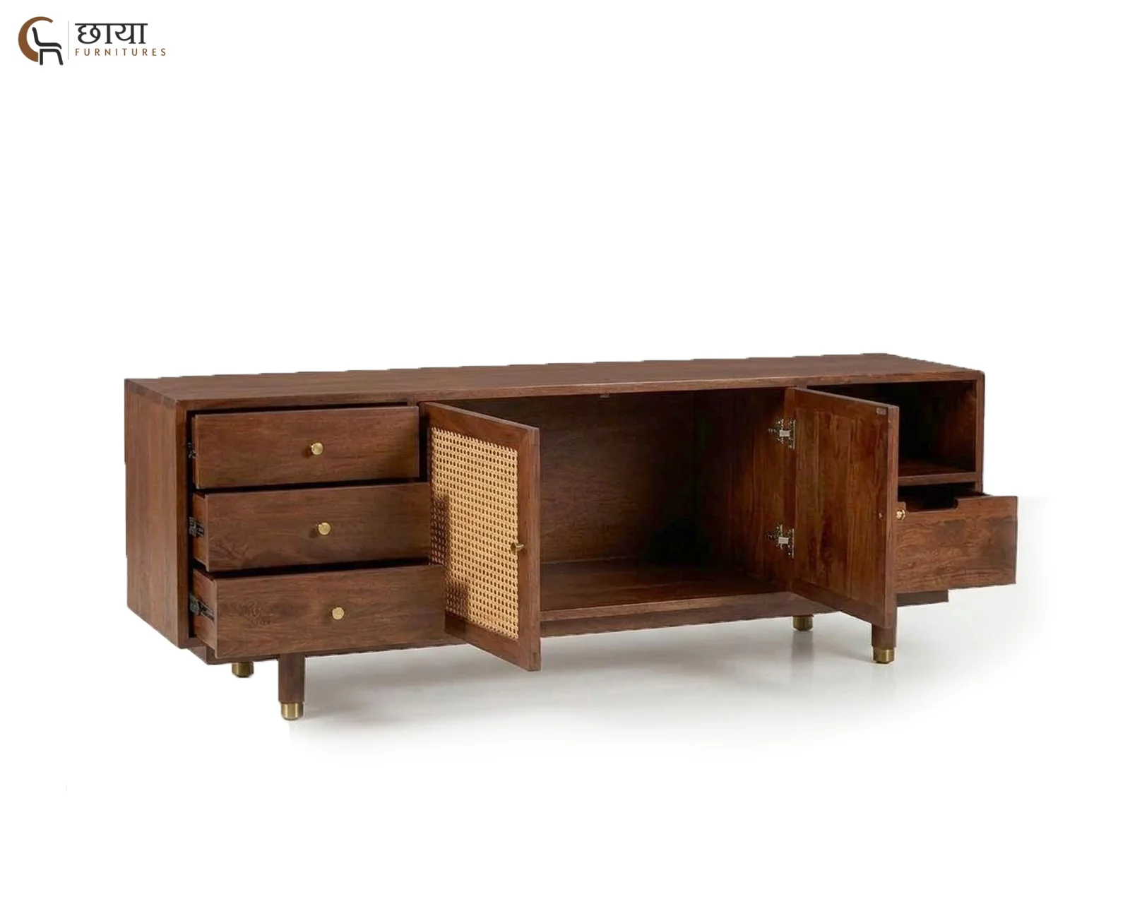 Milano Tv Unit (Teak Finish) — 2