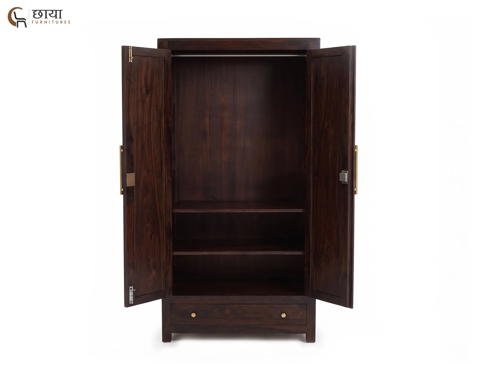 Rabel 2 Door Wardrobe (Walnut Finish) — 1