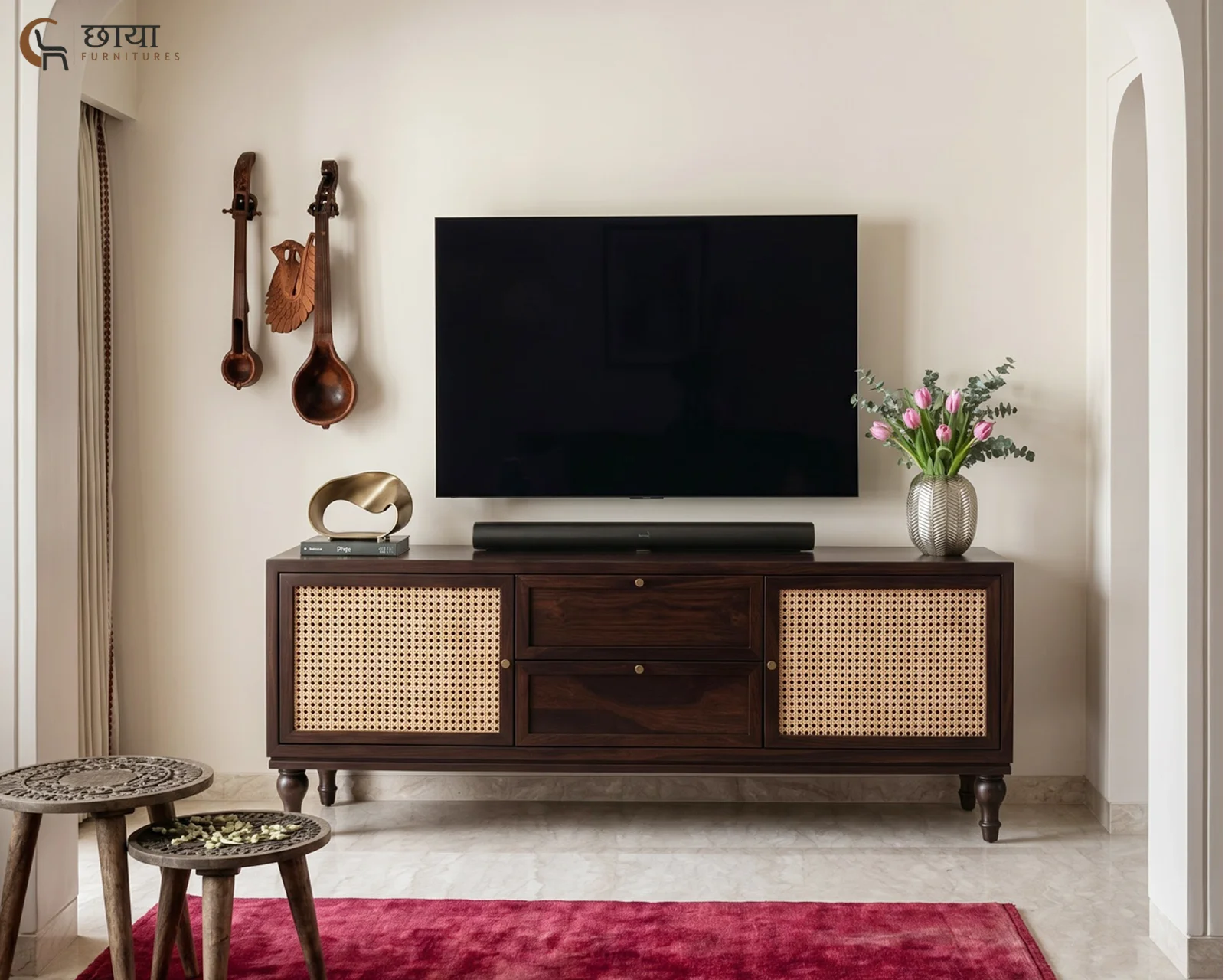 Avora TV Unit (Walnut Finish) — (4)