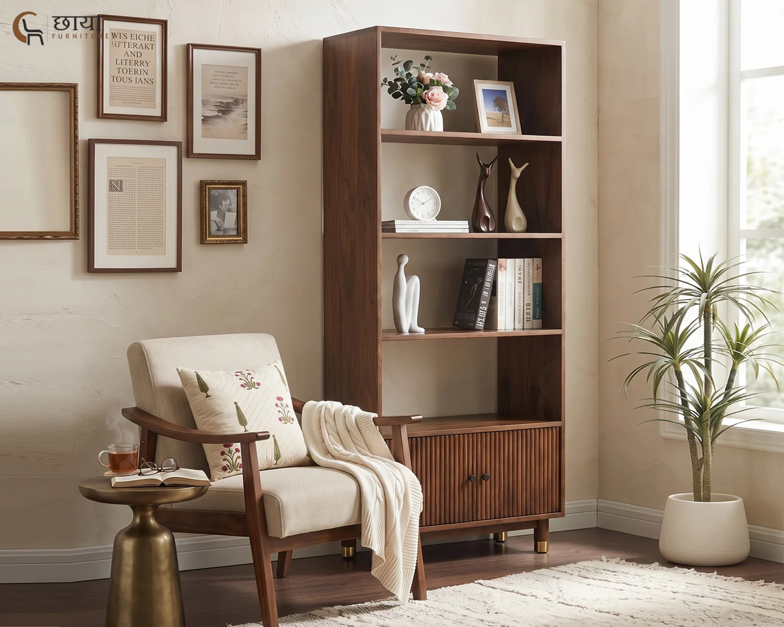 Nemili Book Shelf (Mango Wood, Teak Finish) — 7