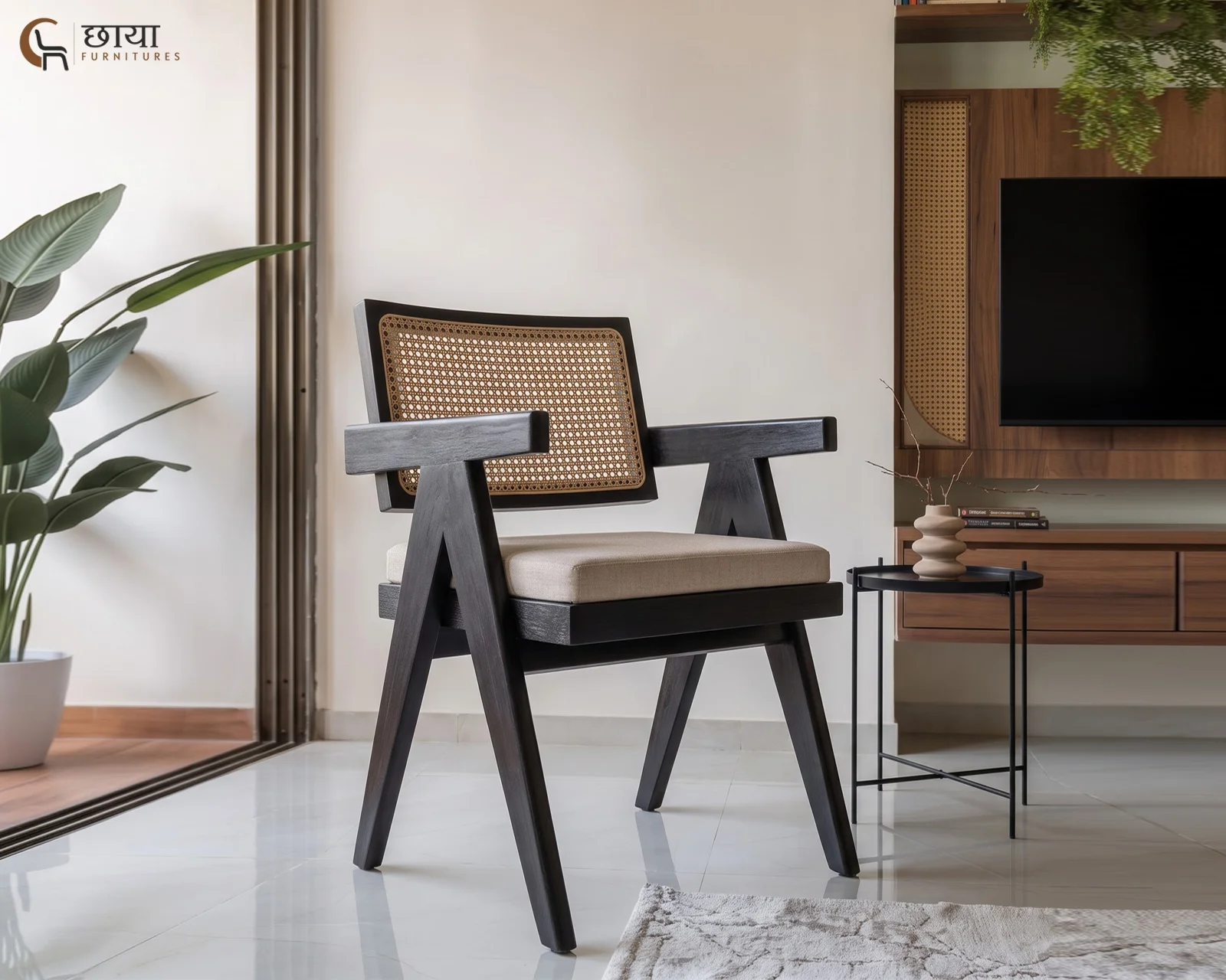 Mike Arm Chair (Black Finish) — front 1