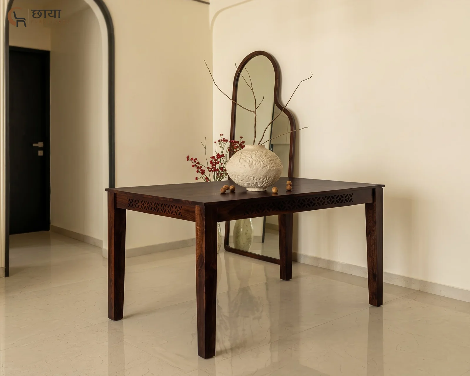 Luxe 4 Seater Dining Table (Walnut Finish) — 49