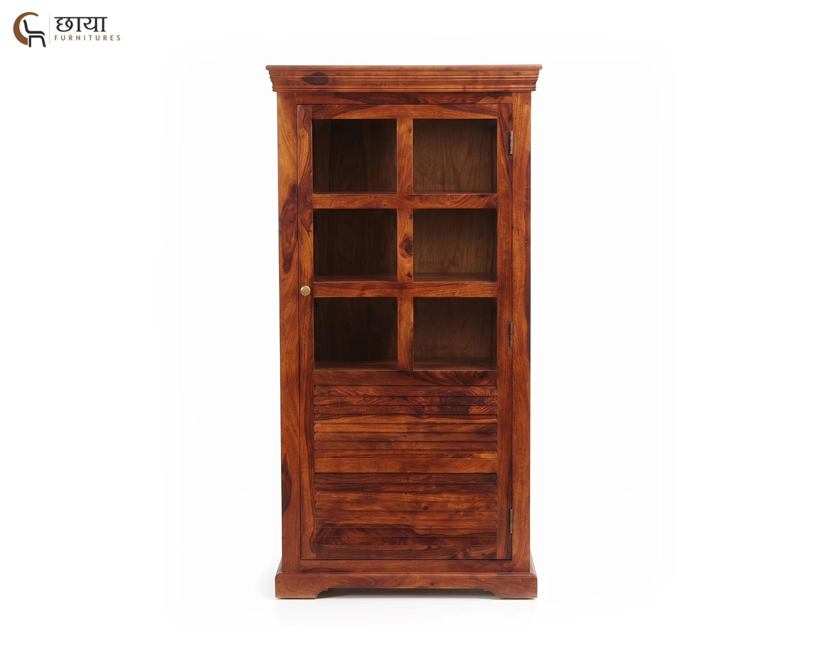 Steve Sheesham Wood Kitchen Cabinet (Honey Finish) — 8