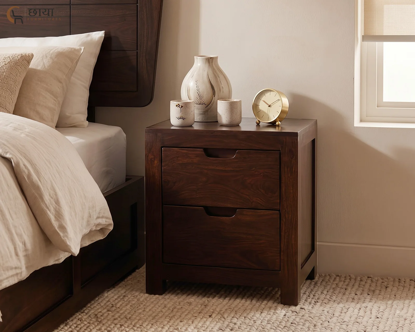 Veer Bedside Table (Walnut Finish) — front (1)