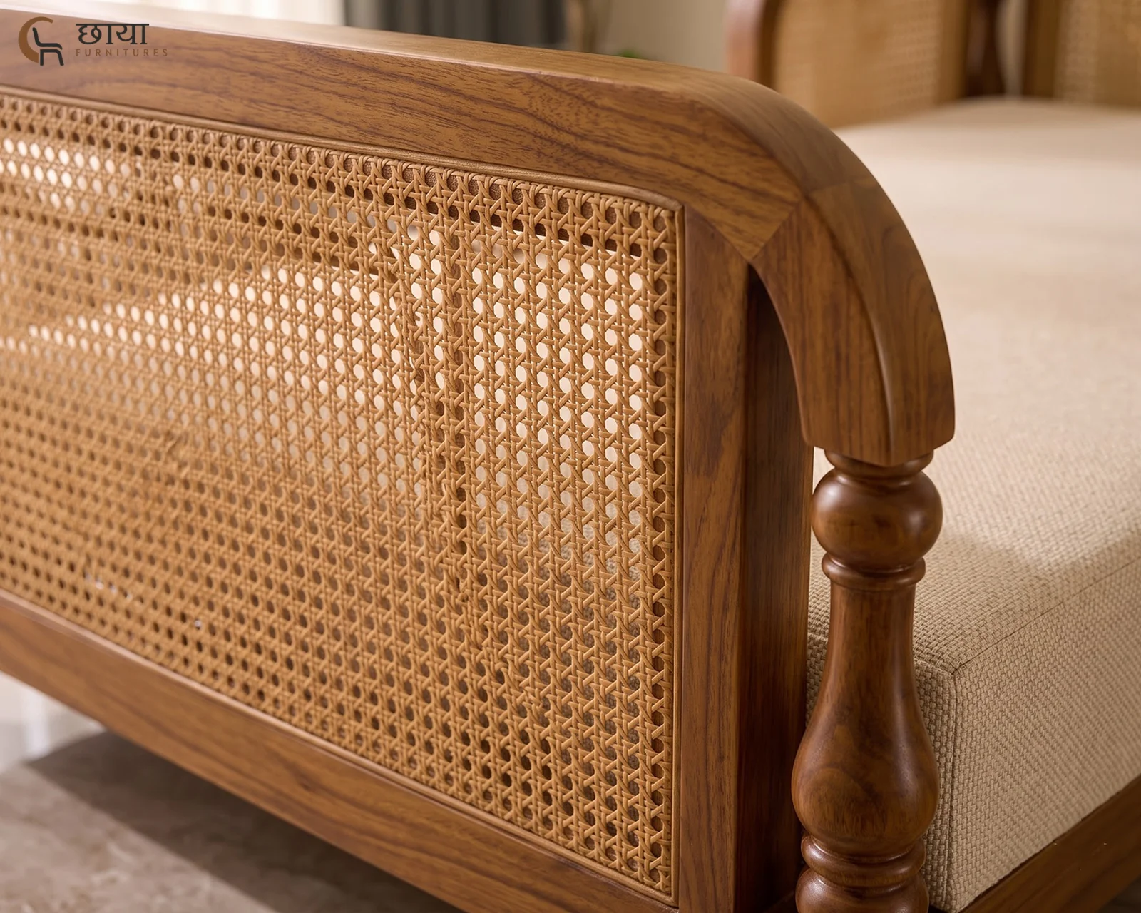 Aarohi Rattan Bench (Honey Finish) — 16