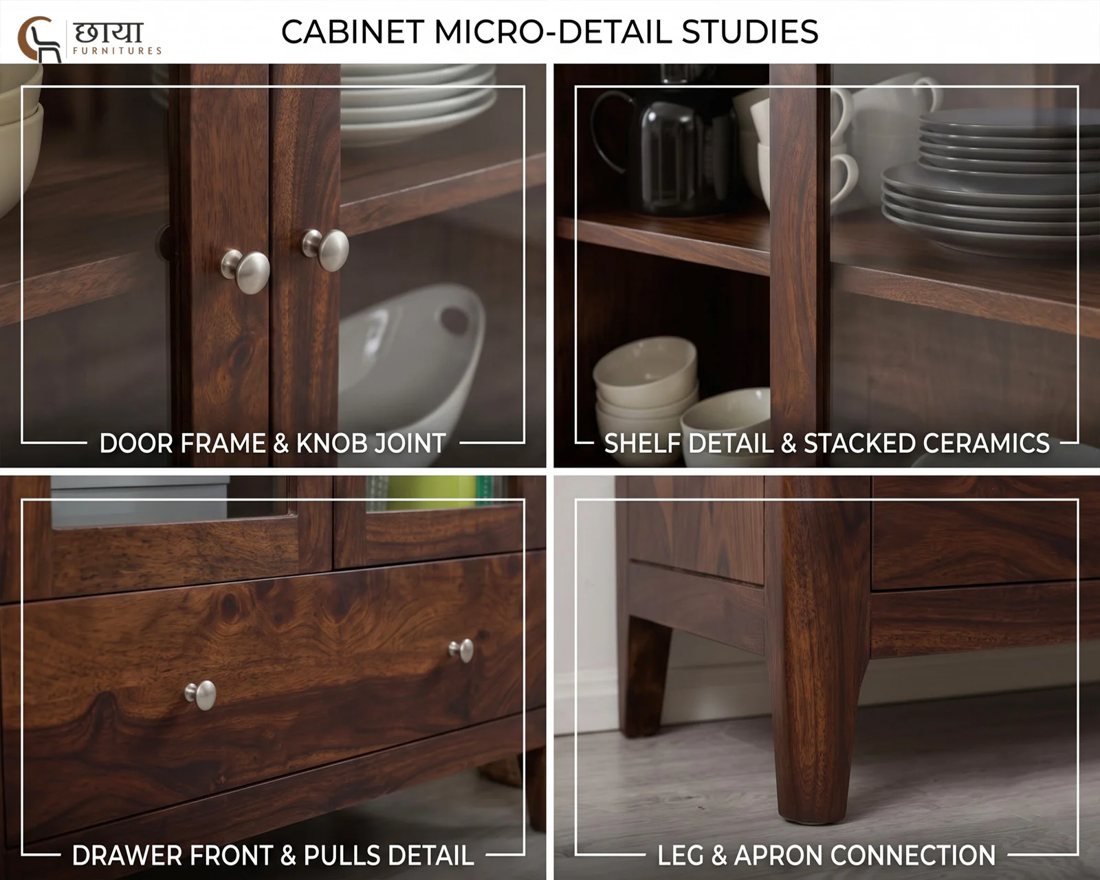Tommy Sheesham Wood Kitchen Cabinet (Walnut Finish) — 13