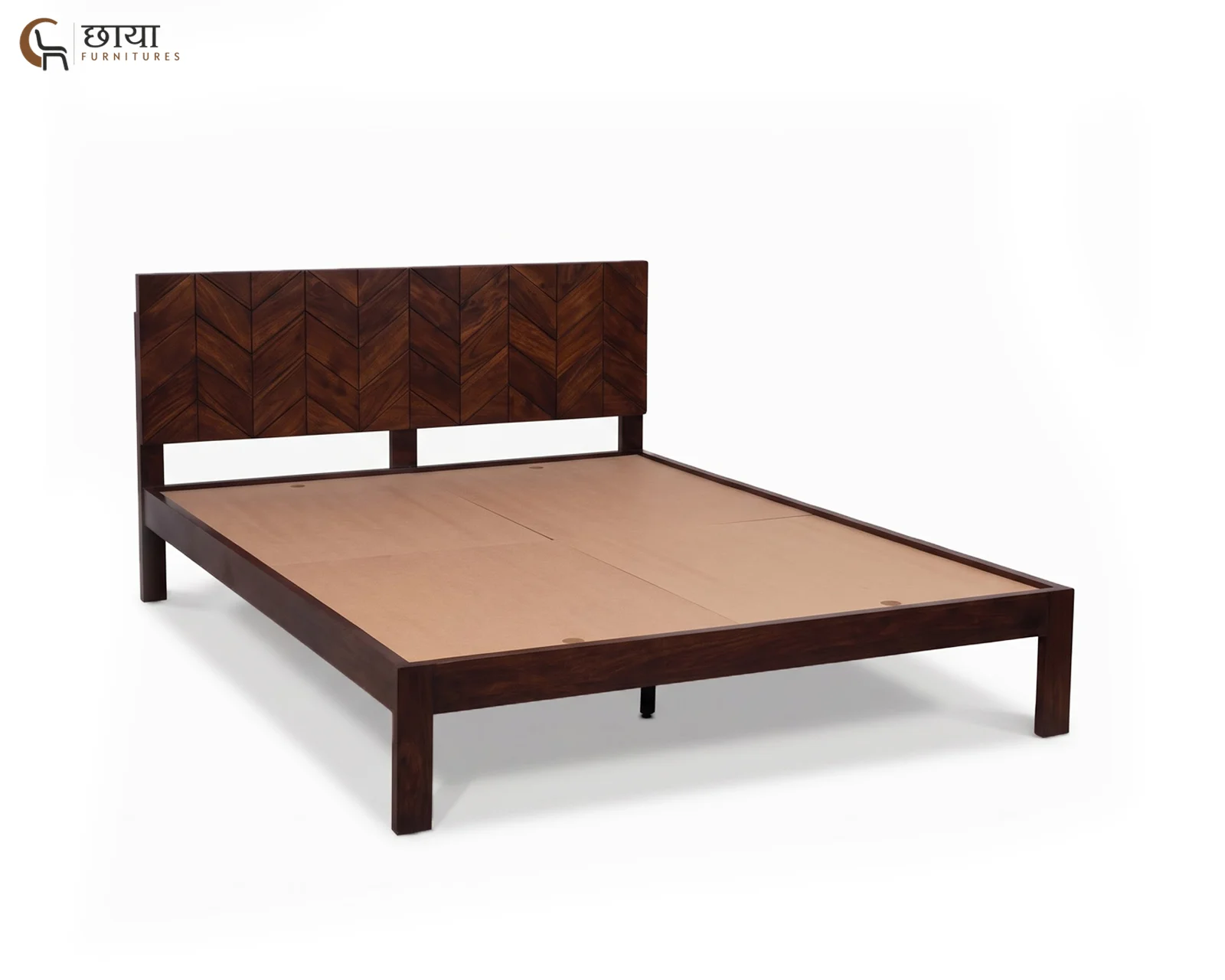 Frey Sheesham Wood Bed Without Storage (King Size, Walnut Finish) — 7
